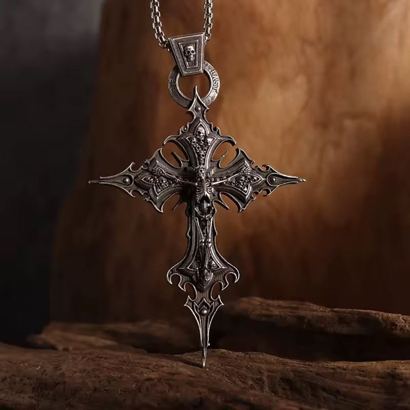 Jewelry Gothic Vintage Cross Skeleton Necklace Size ONE SIZE - 2 Thumbnail