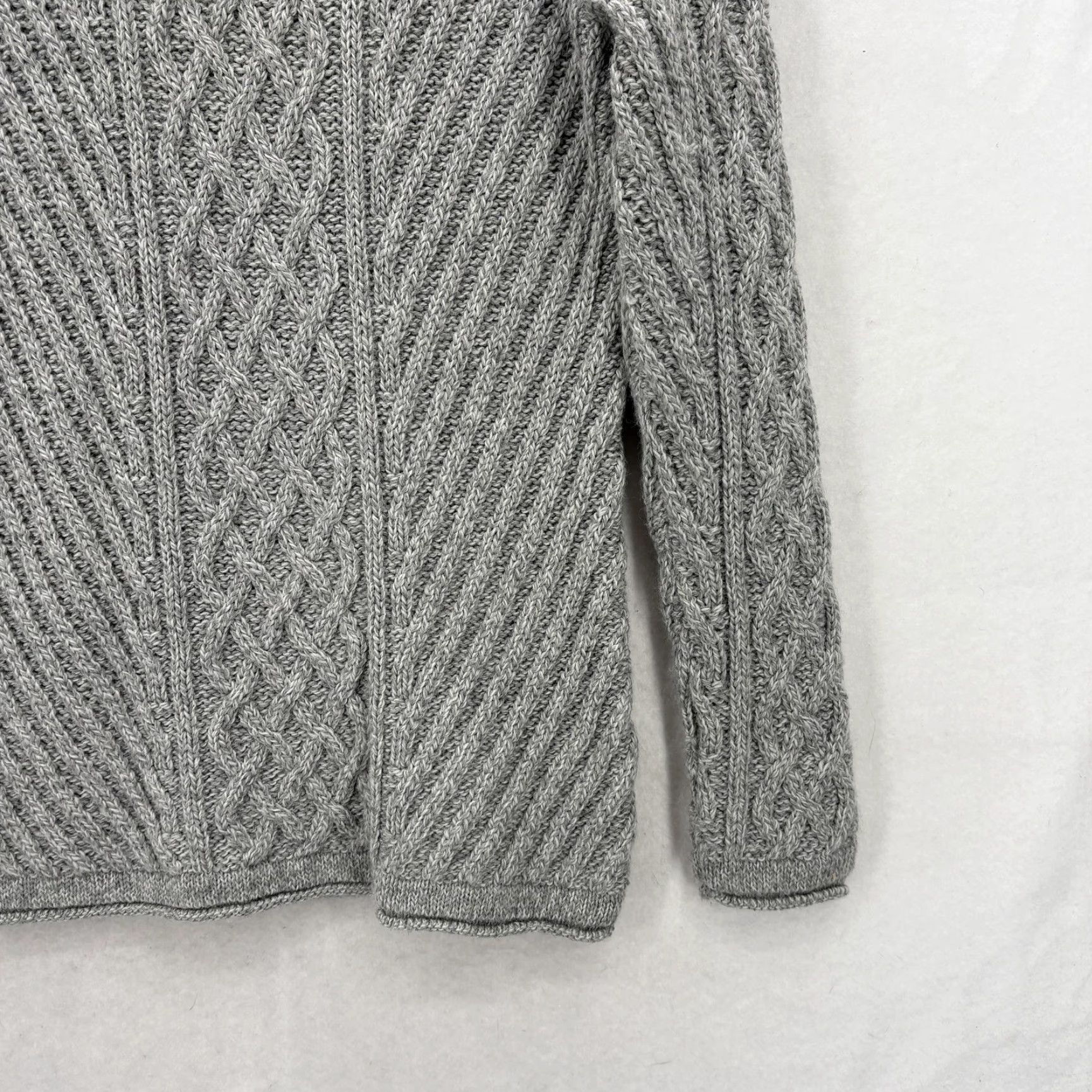 Vintage SAOL Sweater Womens Medium Gray Wool Blend Cable Knit Crewneck Fisherman Ireland Size M / US 6-8 / IT 42-44 - 3 Thumbnail