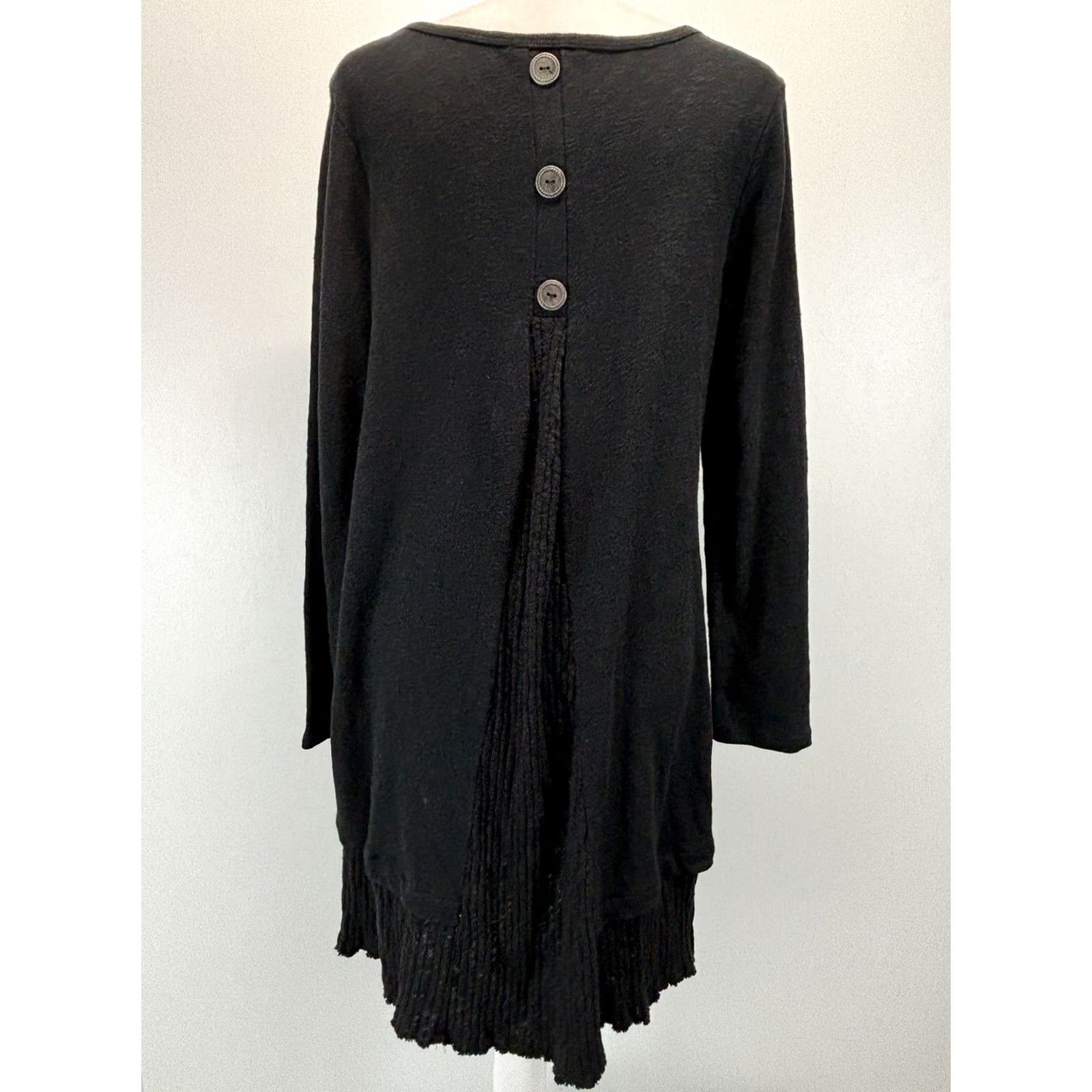 Vintage Chalet Et Ceci Black Dress Womens S Shift Long Sleeve Lagenlook Boho Comfort Layered Solid US Size S / US 4 / IT 40 - 3 Thumbnail