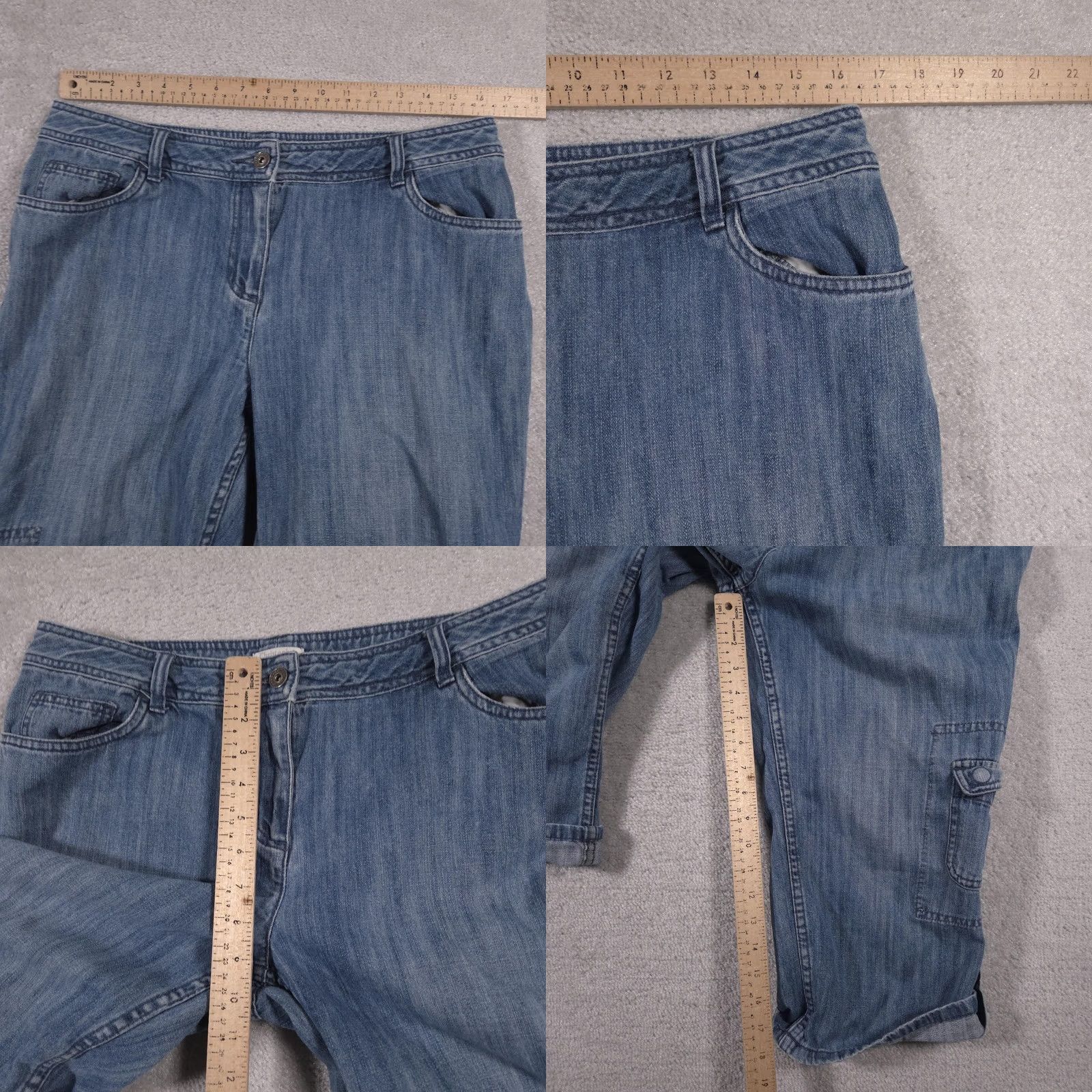 Vintage Christopher & Banks Cargo Capri Jeans Womens 12 Denim Casual Size 34" / US 12 / IT 48 - 8 Thumbnail