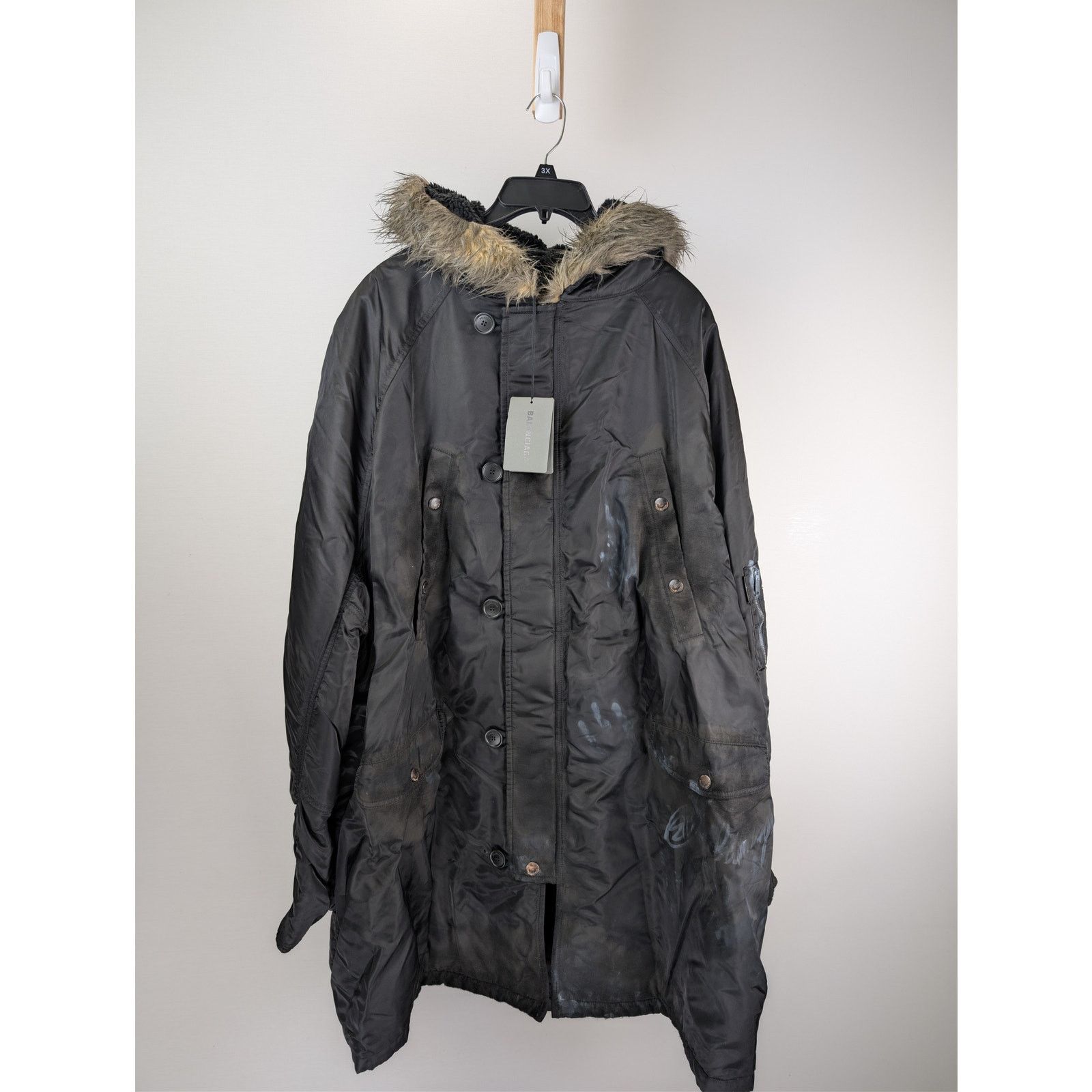 Balenciaga o1rshd1 Nylon Satin Parka Long Coat in Black Size US M / EU 48-50 / 2 - 1 Thumbnail
