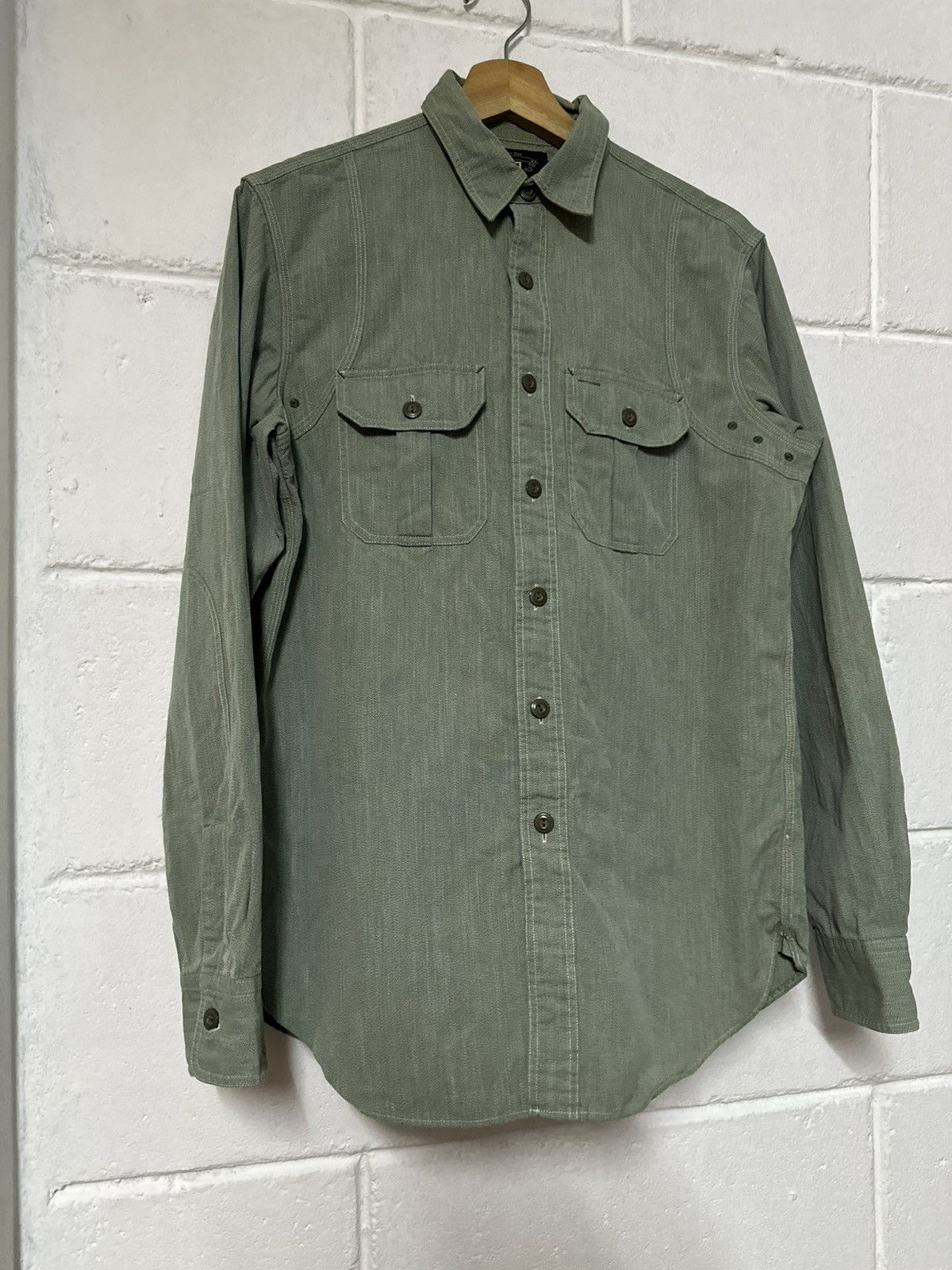 Polo Ralph Lauren RRL Curtis Japanese Herringbone Military Twill Button Shirt Size US M / EU 48-50 / 2 - 13 Thumbnail