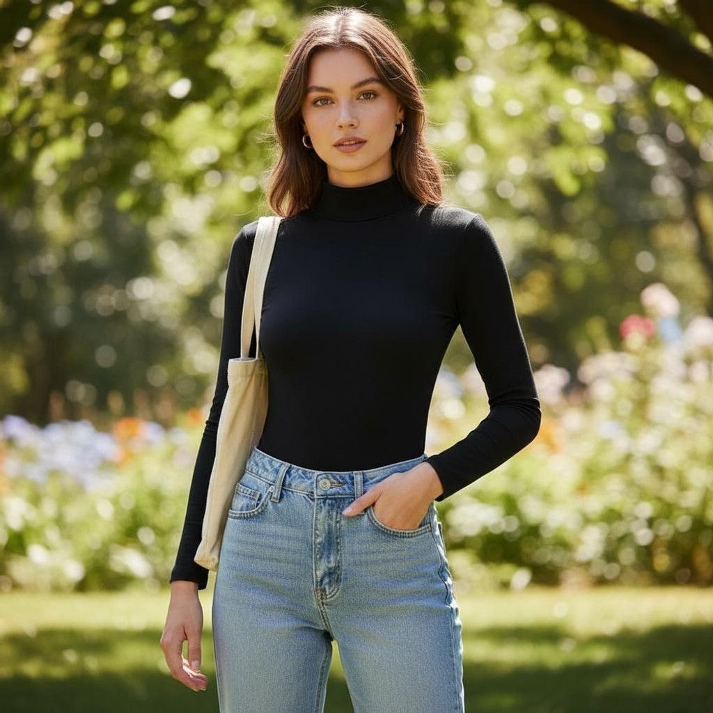 Theory Theory Nocturne Navy Motion Jersey Turtleneck Bodysuit Med. Size M / US 6-8 / IT 42-44 - 1 Thumbnail