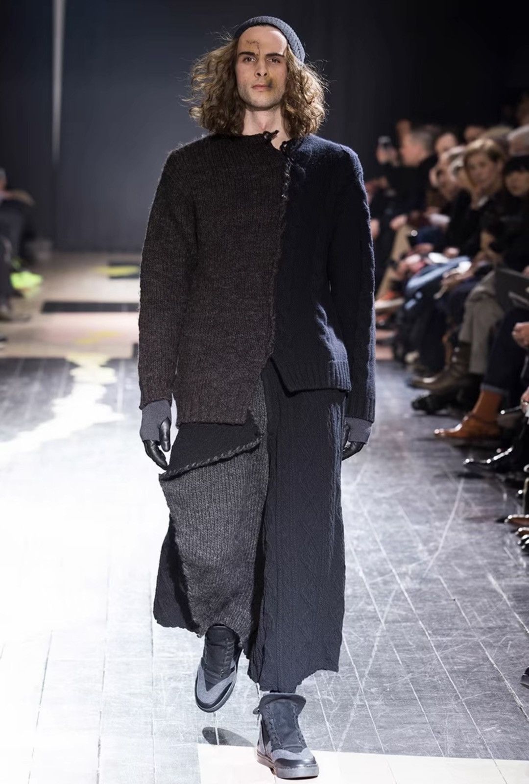 Yohji Yamamoto Runway Piece Yohji Yamamoto Black-Grey Wool Knitwear Size US L / EU 52-54 / 3 - 5 Thumbnail