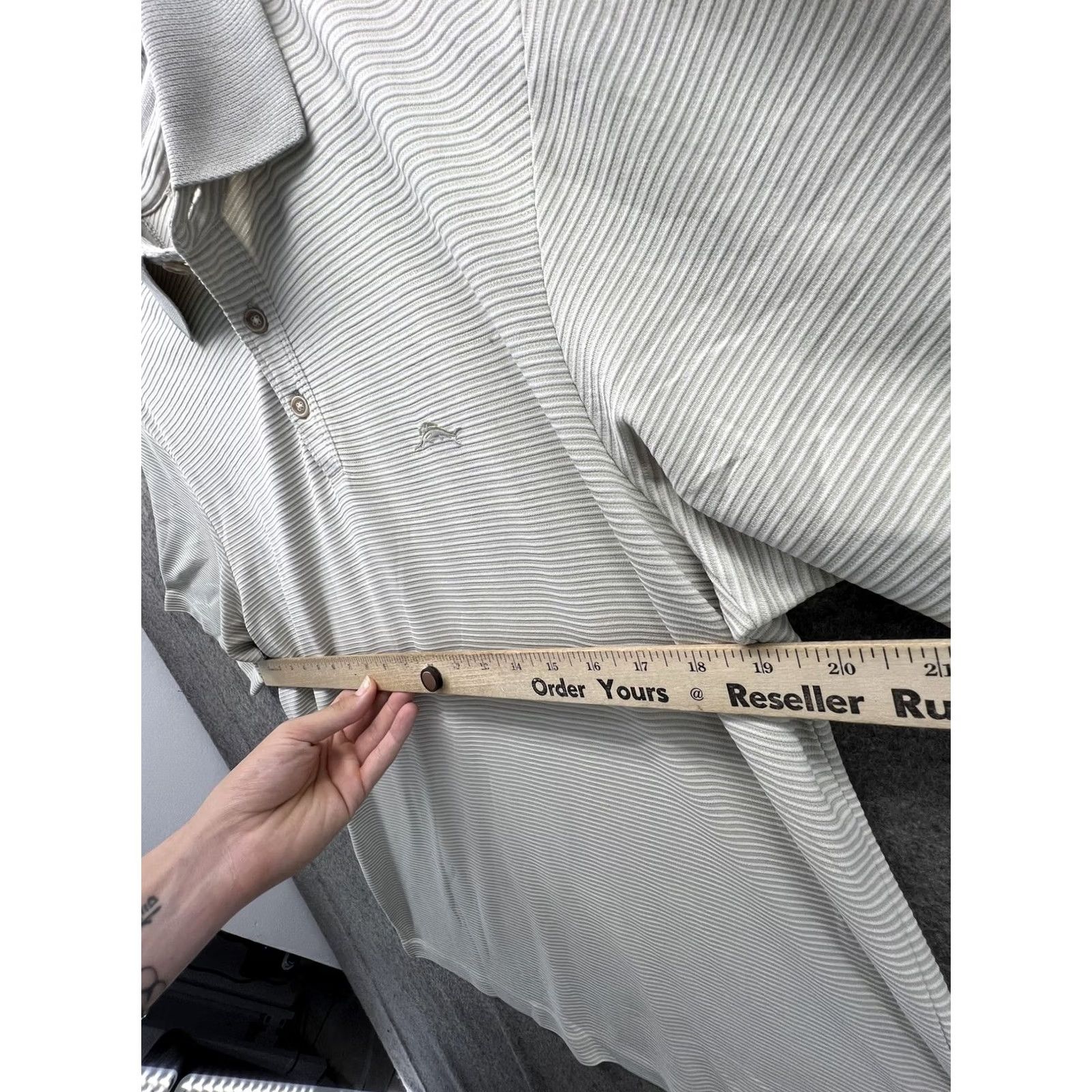 Tommy Bahama Tommy Bahama Polo Shirt Mens S Gray Stripe Modal Casual Knit Short Sleeve Shirt Size US S / EU 44-46 / 1 - 5 Thumbnail