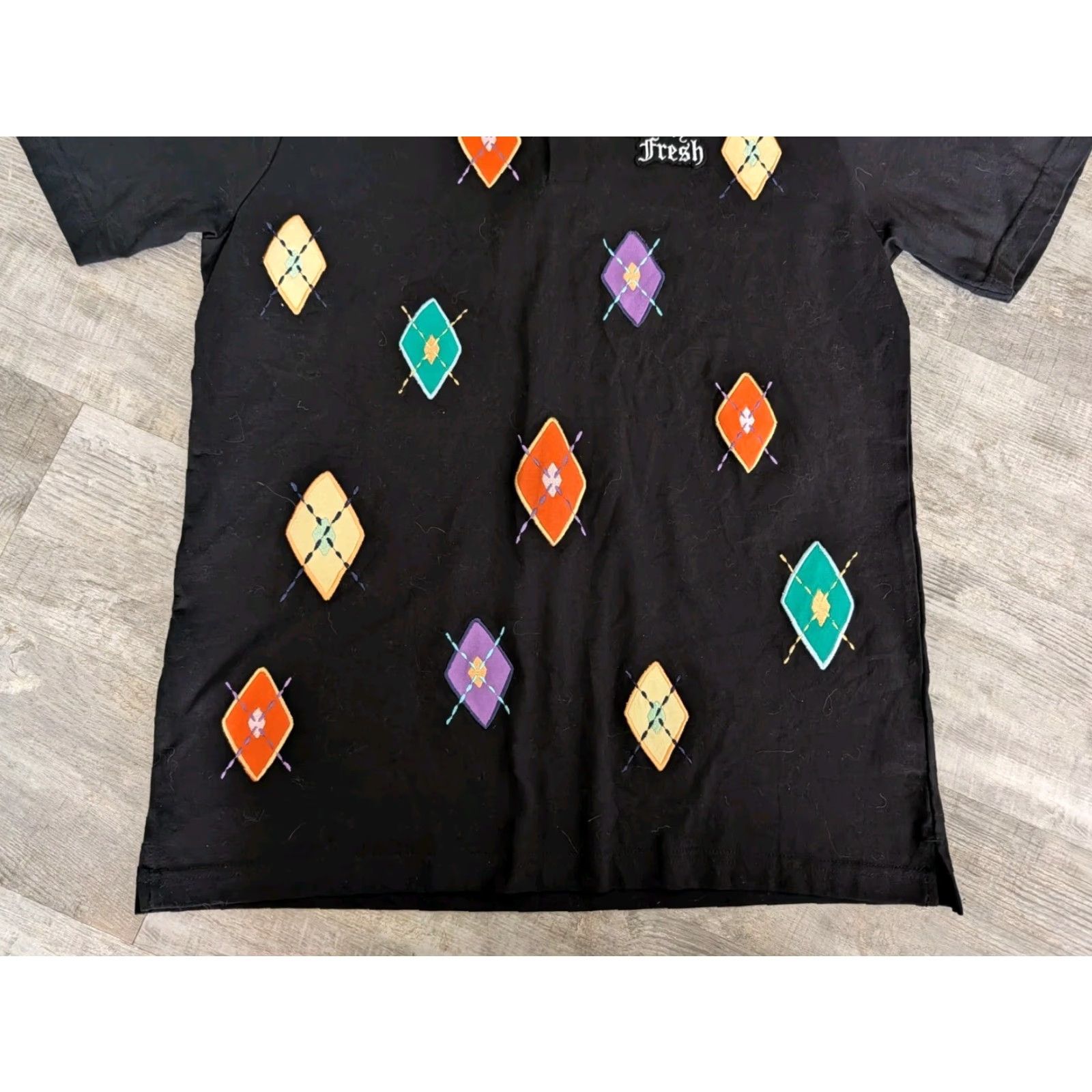 Teddy Fresh Teddy Fresh Polo Shirt Mens S Black Argyle Embroidered Applique Short Sleeve Adult Small Black 100% Cotton Modern Preppy Logo Lightweight Size US S / EU 44-46 / 1 - 5 Thumbnail