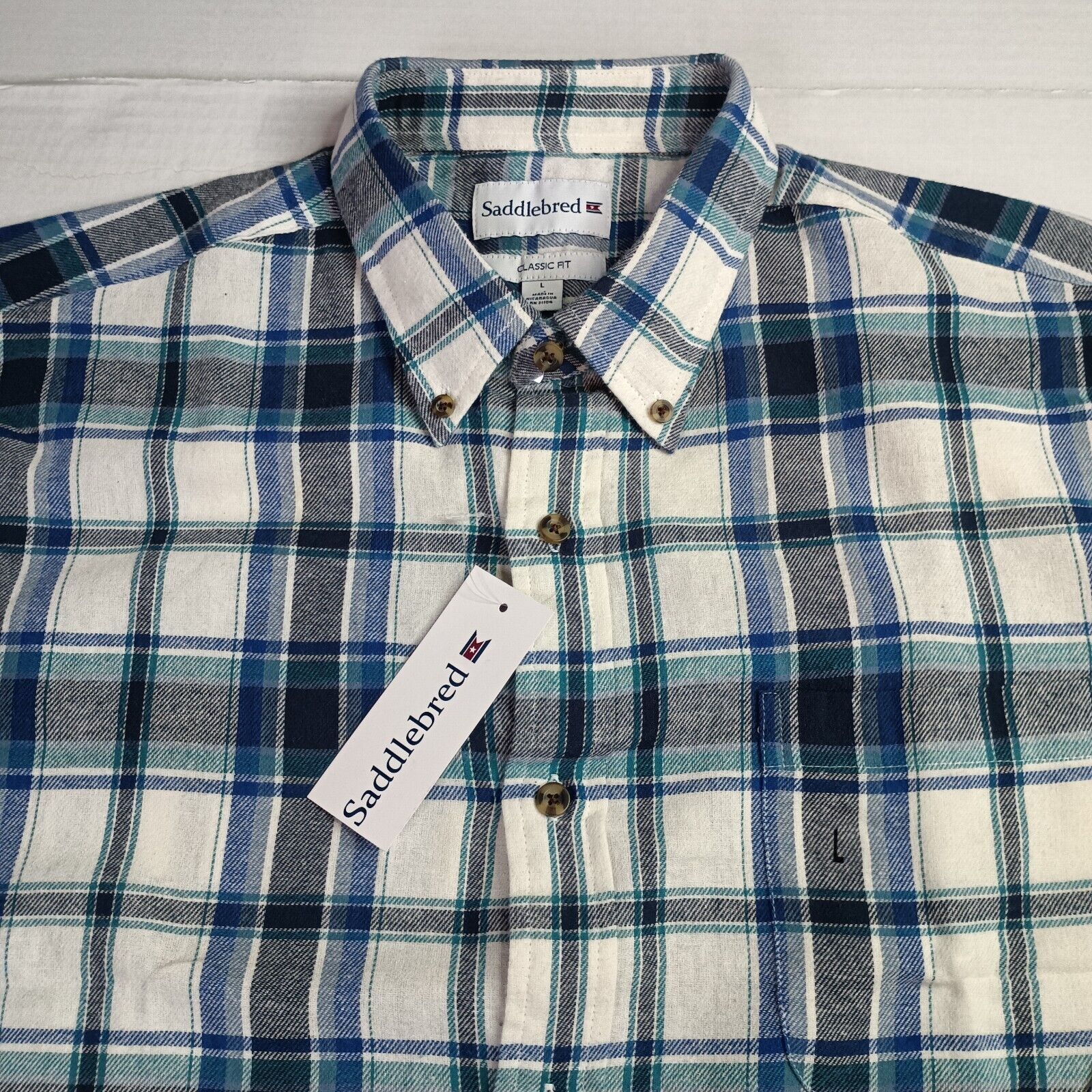 Saddlebred Saddlebred Flannel Shirt Men's L Blue Plaid Classic Fit Size US L / EU 52-54 / 3 - 3 Thumbnail