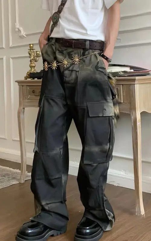 VIBE Gradient Camo Spray Dye Dirty Punk Rock Trousers Size US 32 / EU 48 - 3 Thumbnail