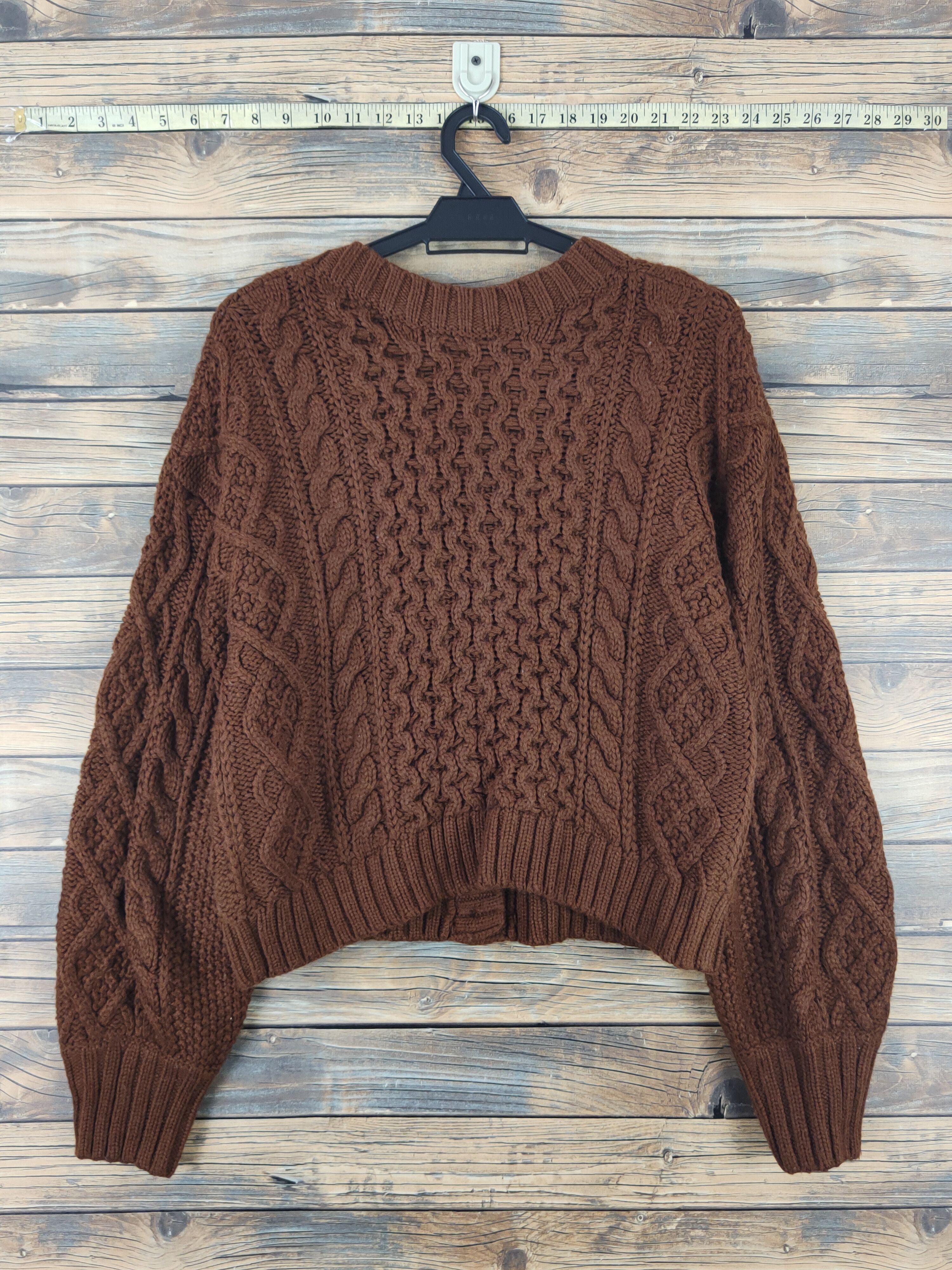 Aran Isles Knitwear W Closet Dark Brown Knitwear Cardigan Crop Tops #W1108 Size M / US 6-8 / IT 42-44 - 7 Thumbnail