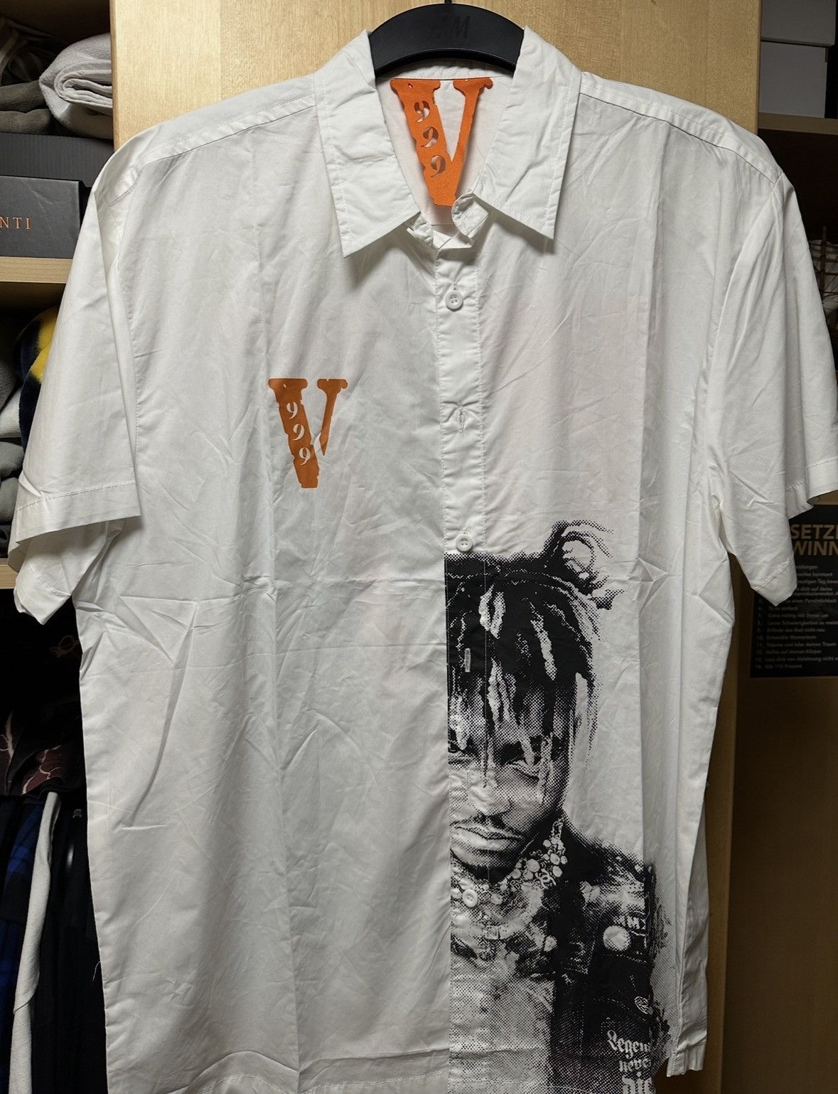 999 Club × Vlone VLONE x Juice WRLD Button-Up T-Shirt White XL 2020 New Size US XL / EU 56 / 4 - 1 Thumbnail