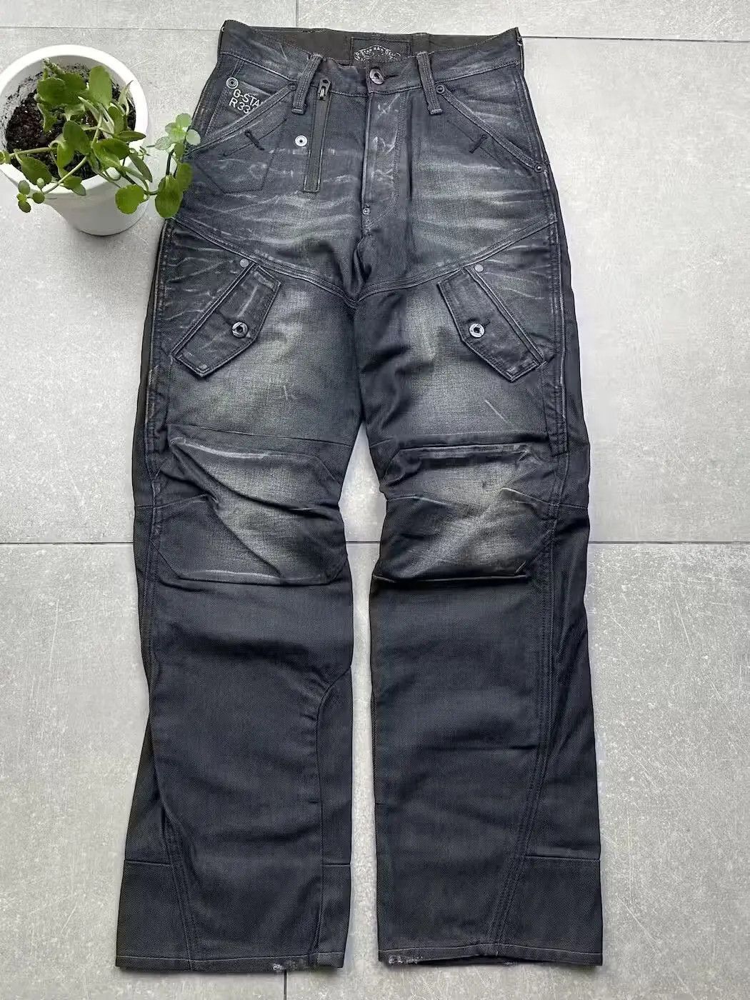 Image of Avant Garde x Gstar G-Star Vintage Faded Biker Jeans in Blue, Men's (Size 30)