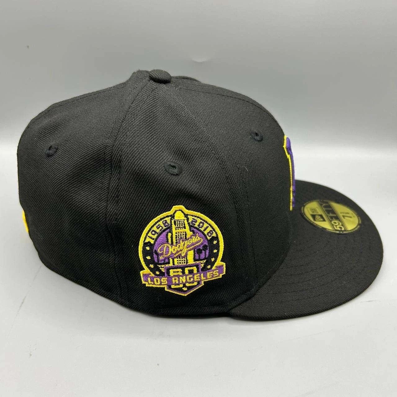 New Era Los Angeles LA Dodgers Hat Men 7 3/8 Black MLB Fitted Wool Size ONE SIZE - 5 Thumbnail