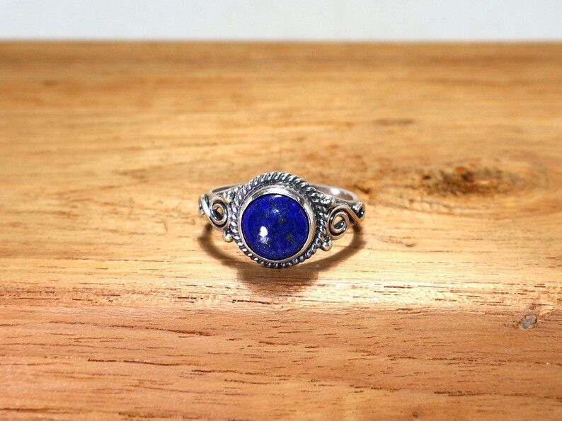 Handmade Blue Lapis Lazuli Ring, Handmade 925 Sterling Silver Jewelry Size ONE SIZE - 1 Thumbnail