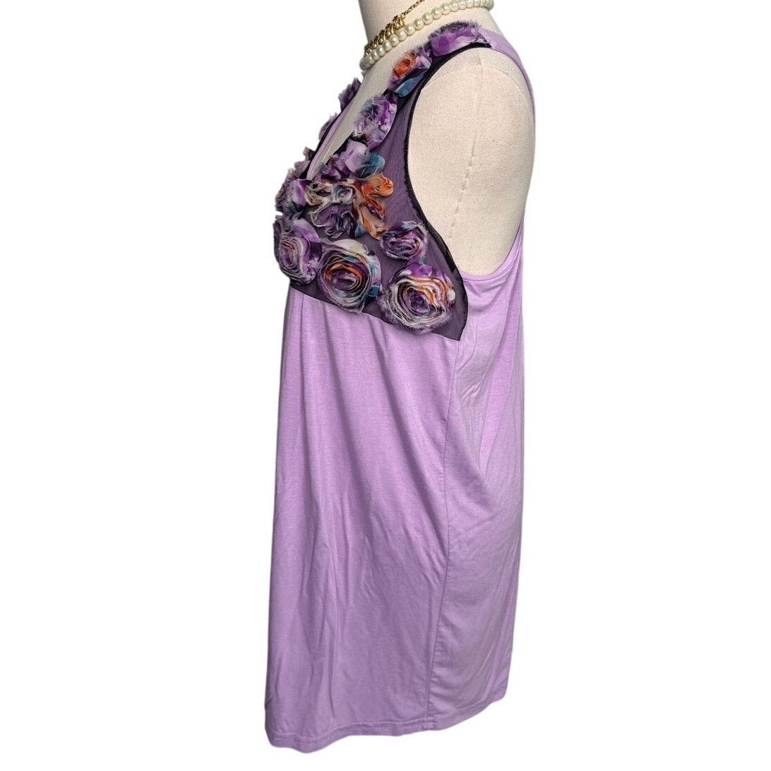 Vintage Y2K rosette long line tank top tunic purple size medium M Size M / US 6-8 / IT 42-44 - 3 Thumbnail
