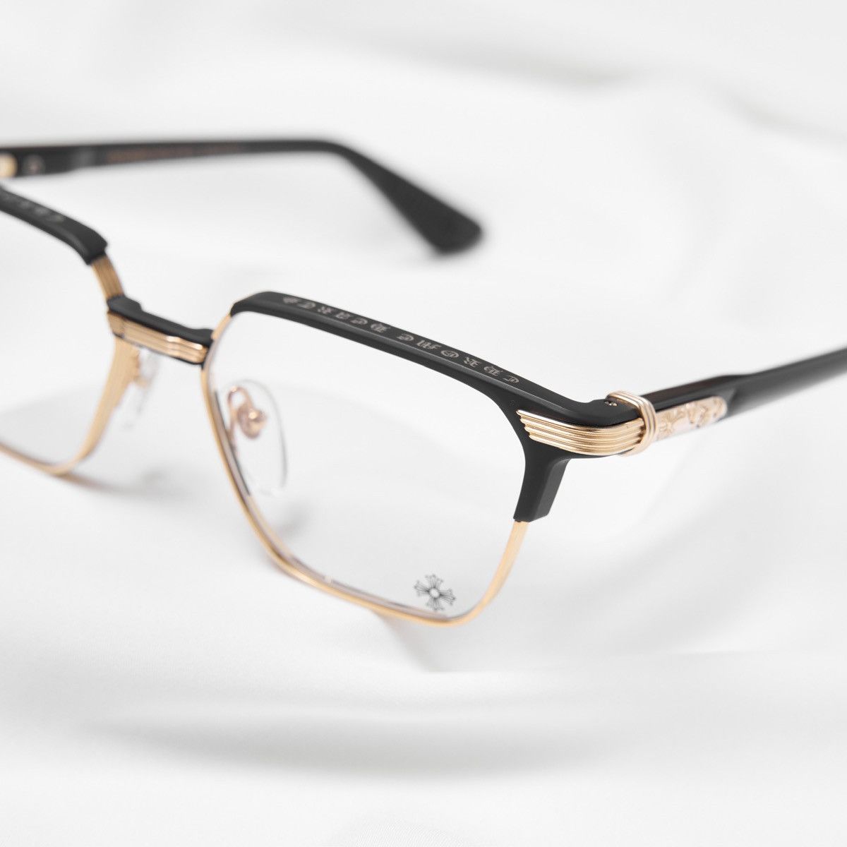 Chrome Hearts CHROME HEARTS BLAZIN MATTE BLACK/GOLD PLATED-BLACK-PLASTIC GLASSES Size ONE SIZE - 3 Thumbnail
