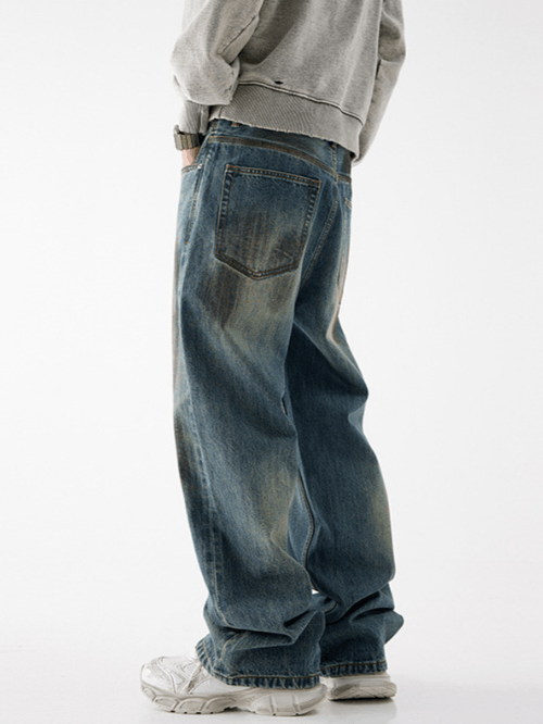 Japanese Brand × Jean High street versatile wide leg distressed men's jeans Size US 32 / EU 48 - 4 Thumbnail