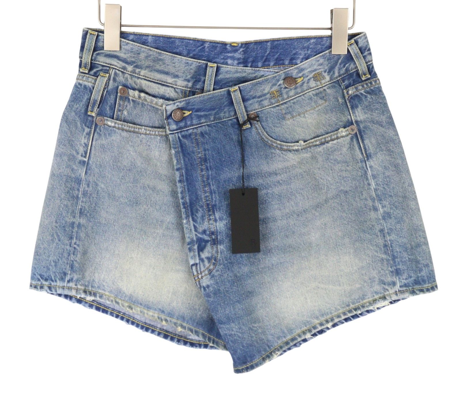R13 CROSS OVER 28 Bain Blue Asymmetric PS26 Shorts 89416 Size 28" / US 6 / IT 42 - 2 Thumbnail