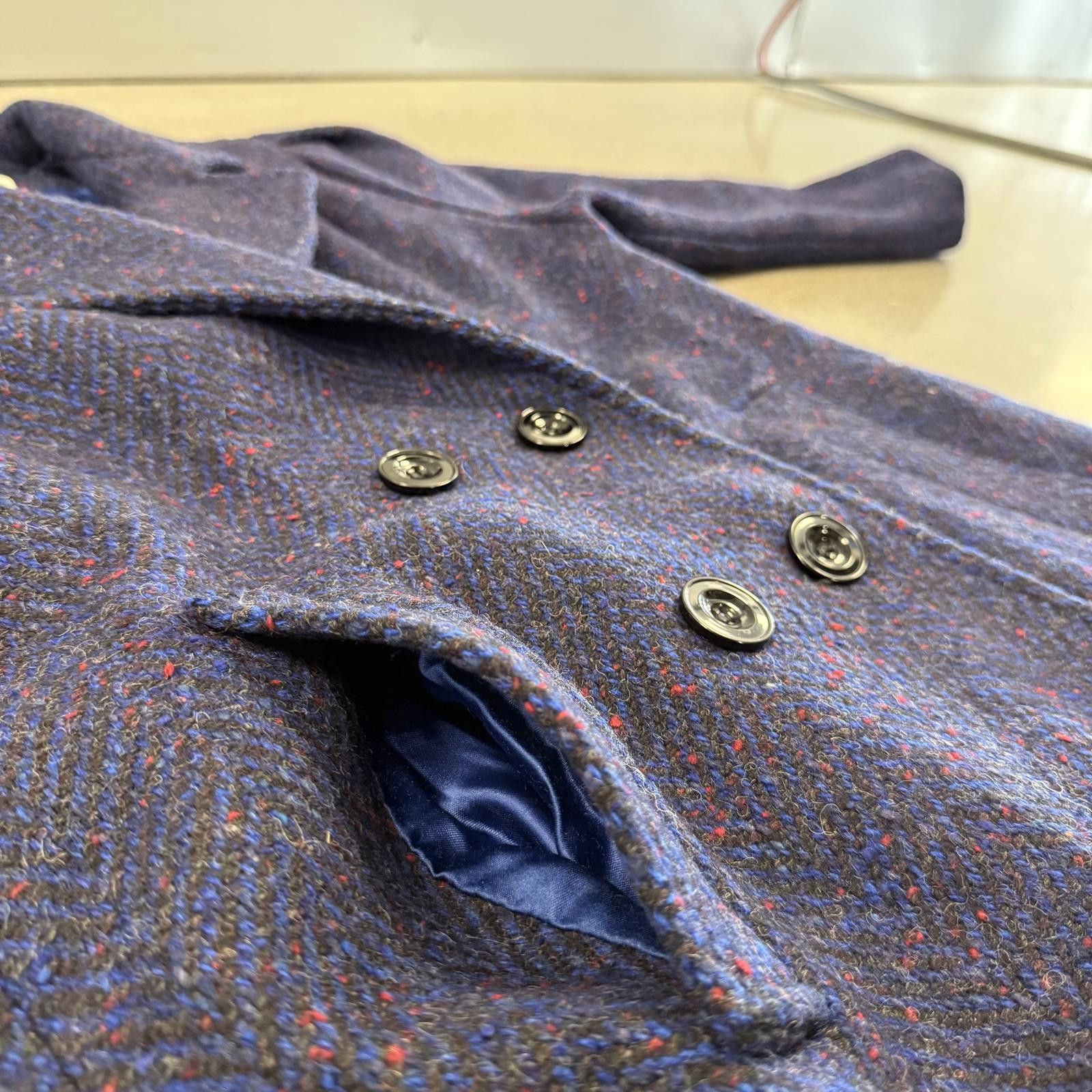 The Trilogy Tapes Vtg Trilogi Women's Long Herringbone Pea Coat Wool Tweed USA Size L / US 10 / IT 46 - 5 Thumbnail