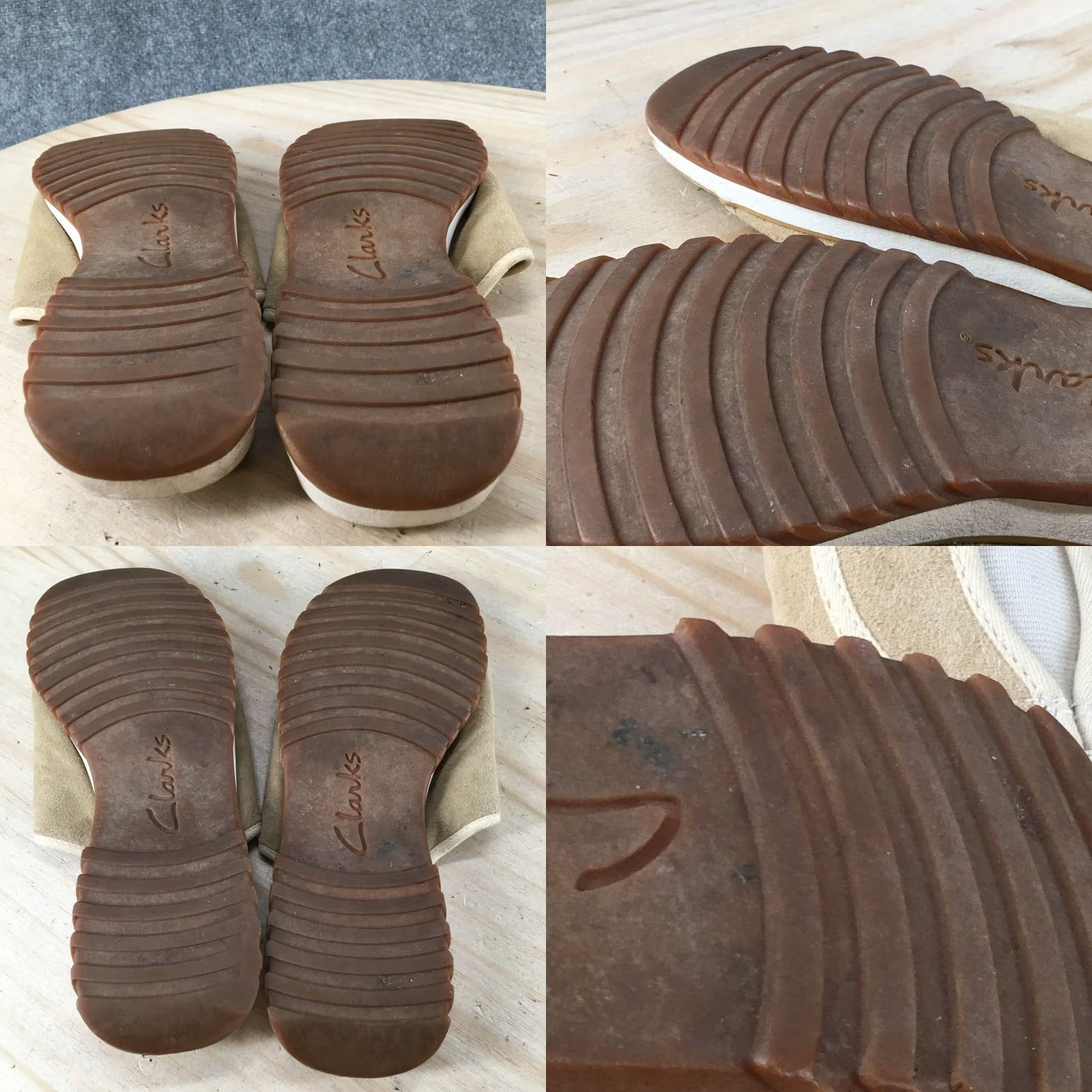 Clarks Clarks Sandals Womens 11 M Slip On Slides Beige Faux Suede Open Toe Wedge Casual Size US 11 / IT 41 - 8 Thumbnail