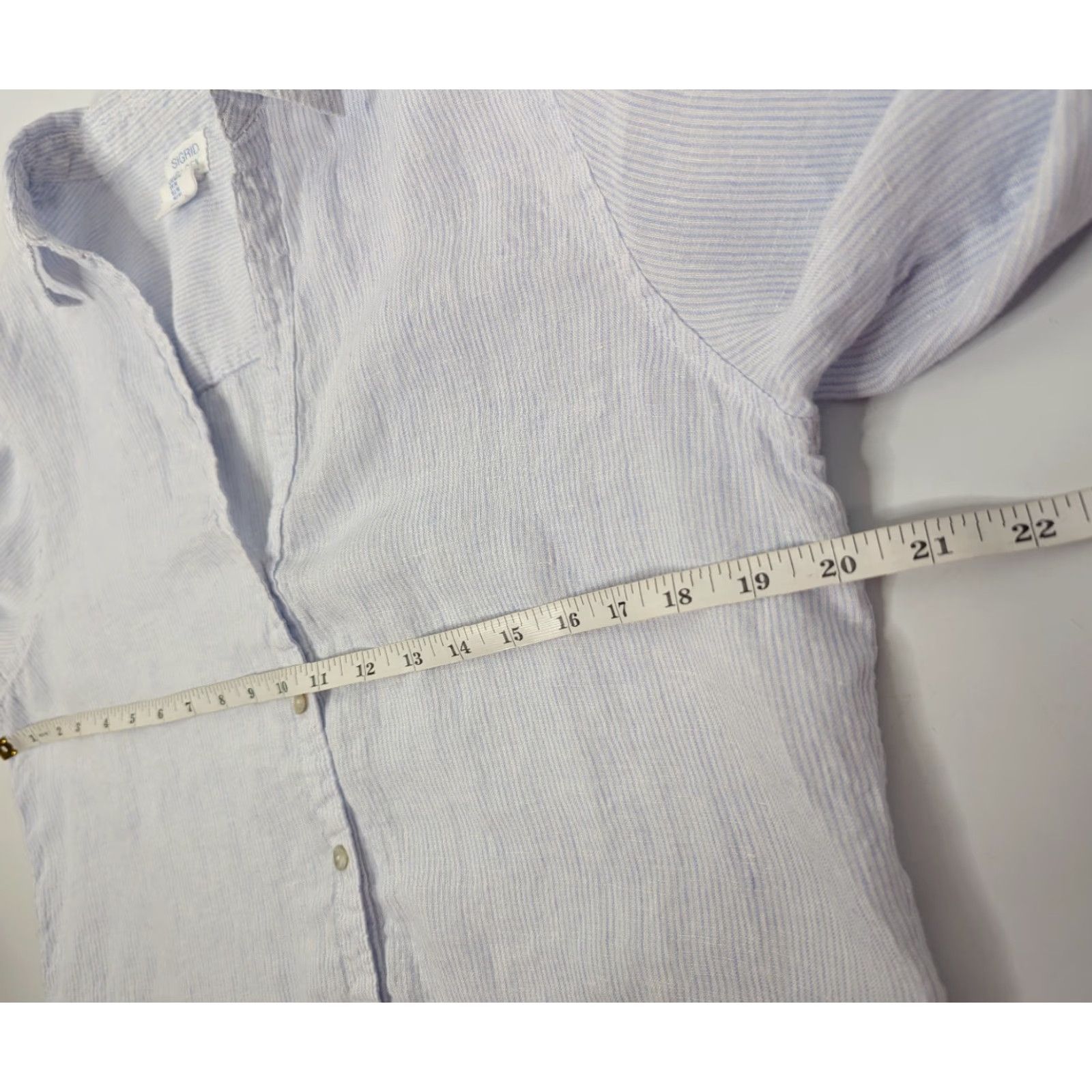 Vintage VINTAGE Sigrid Olsen 100% Linen Long Sleeve Coastal Strripe Button Up V-Neck Top Medium Size M / US 6-8 / IT 42-44 - 7 Thumbnail