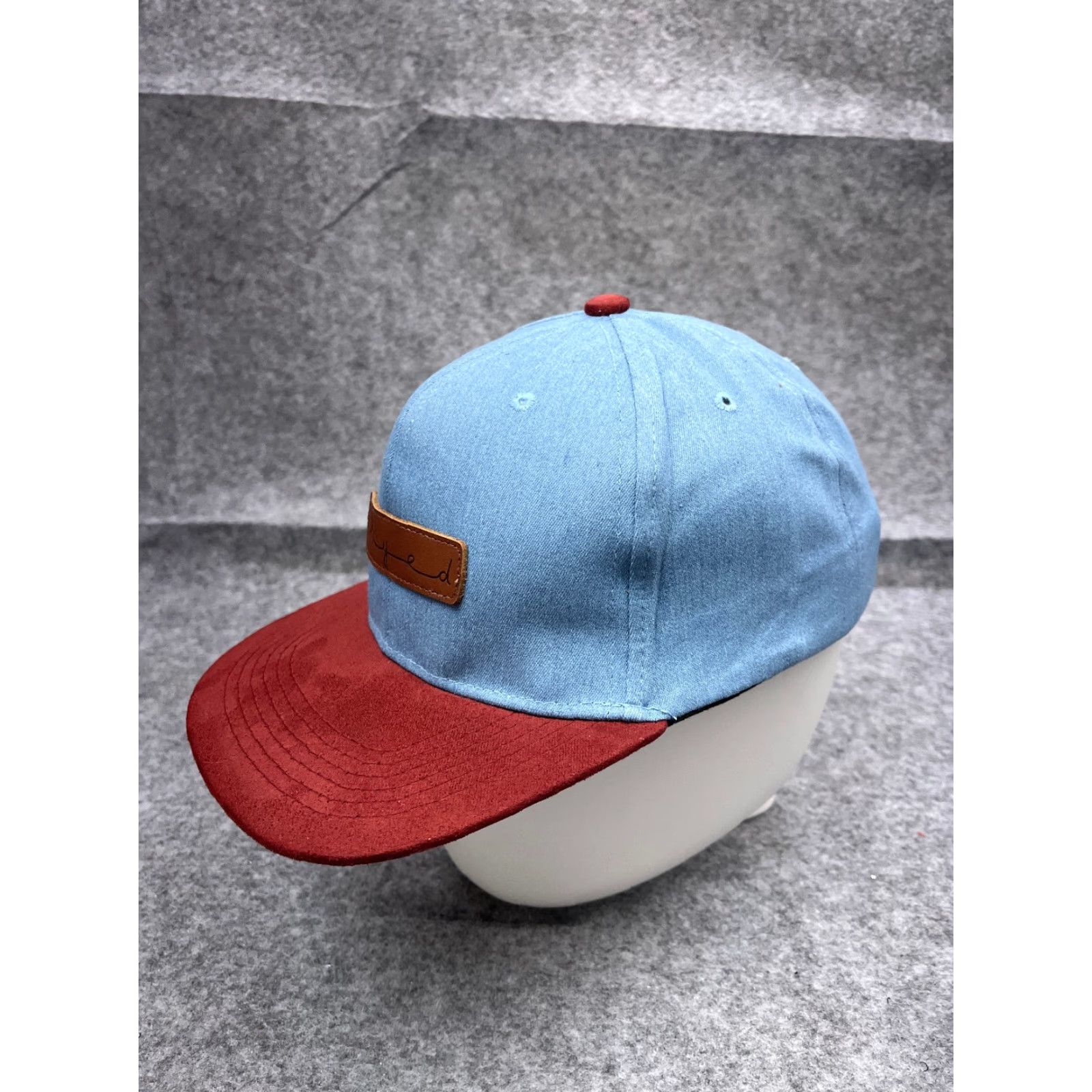Vintage Skyed Apparel Hat 5 Panel Adult One Size Blue Cotton Denim Leather Strap Back Adjustable Casual Outdoor Mens Hat/Cap Size ONE SIZE - 4 Thumbnail
