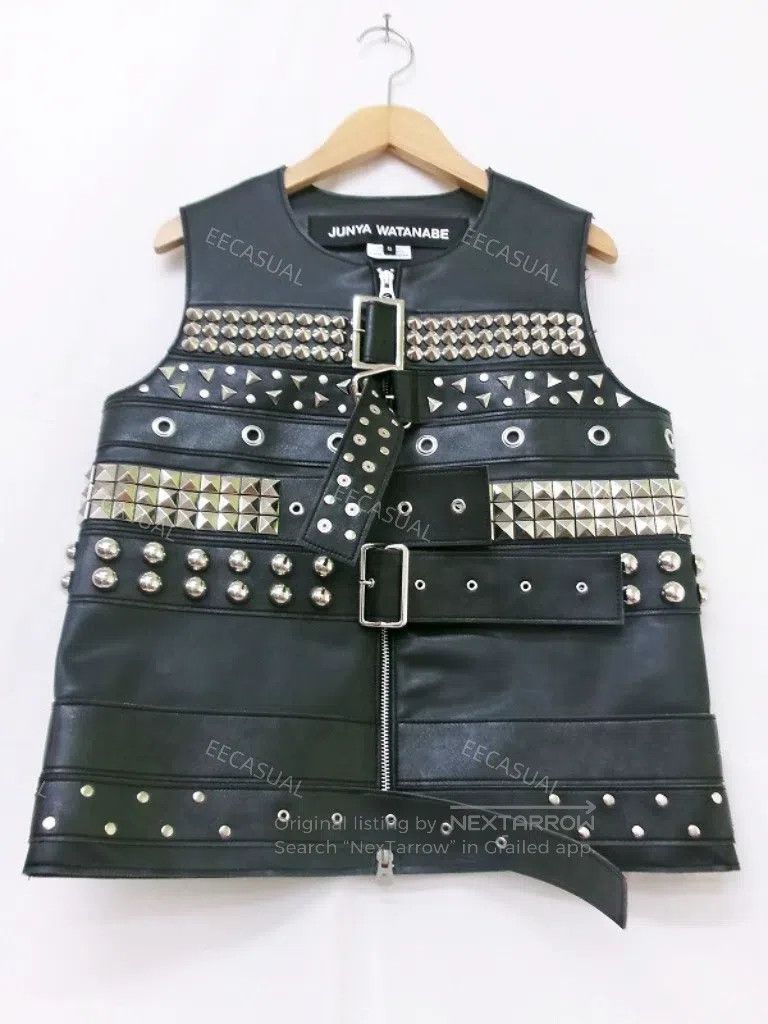 Junya Watanabe Junya Watanabe Black studded leather patchwork vest sleeve Size S / US 4 / IT 40 - 1 Thumbnail
