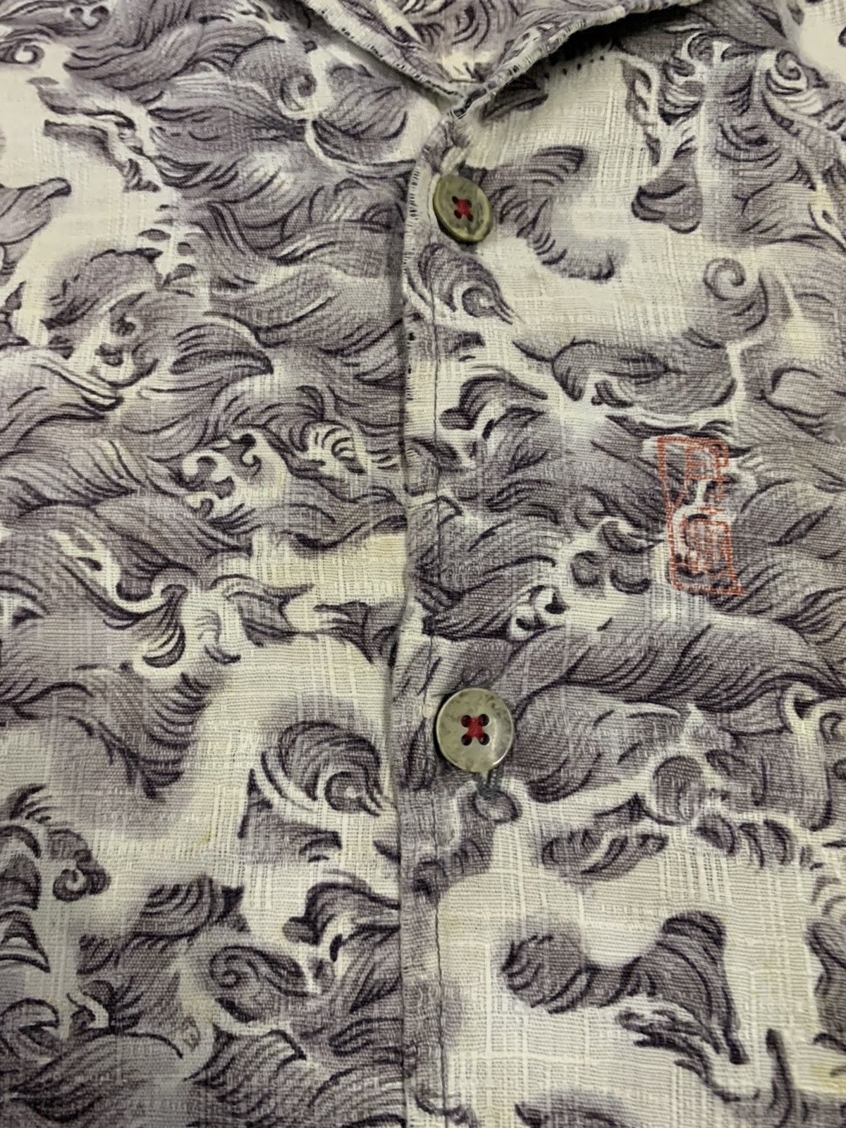 Yohji Yamamoto Vintage Japanese Brand All Over Graphics Dragon Art Shirts Size US L / EU 52-54 / 3 - 5 Thumbnail
