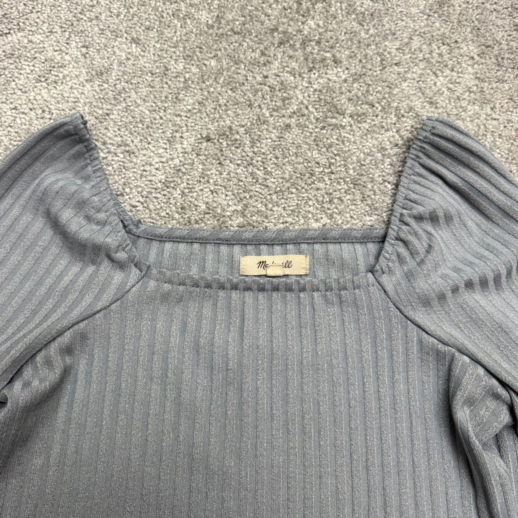 Vintage Madewell Ribbed Knit Square Neck Long Sleeve Top Womens Small Blue Spit Cuff Size S / US 4 / IT 40 - 4 Thumbnail