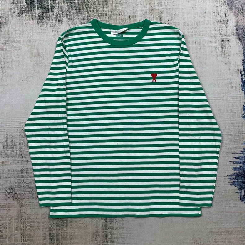 AMI Ami Paris Striped Long Sleeve T-Shirt-yf Size US S / EU 44-46 / 1 - 1 Thumbnail