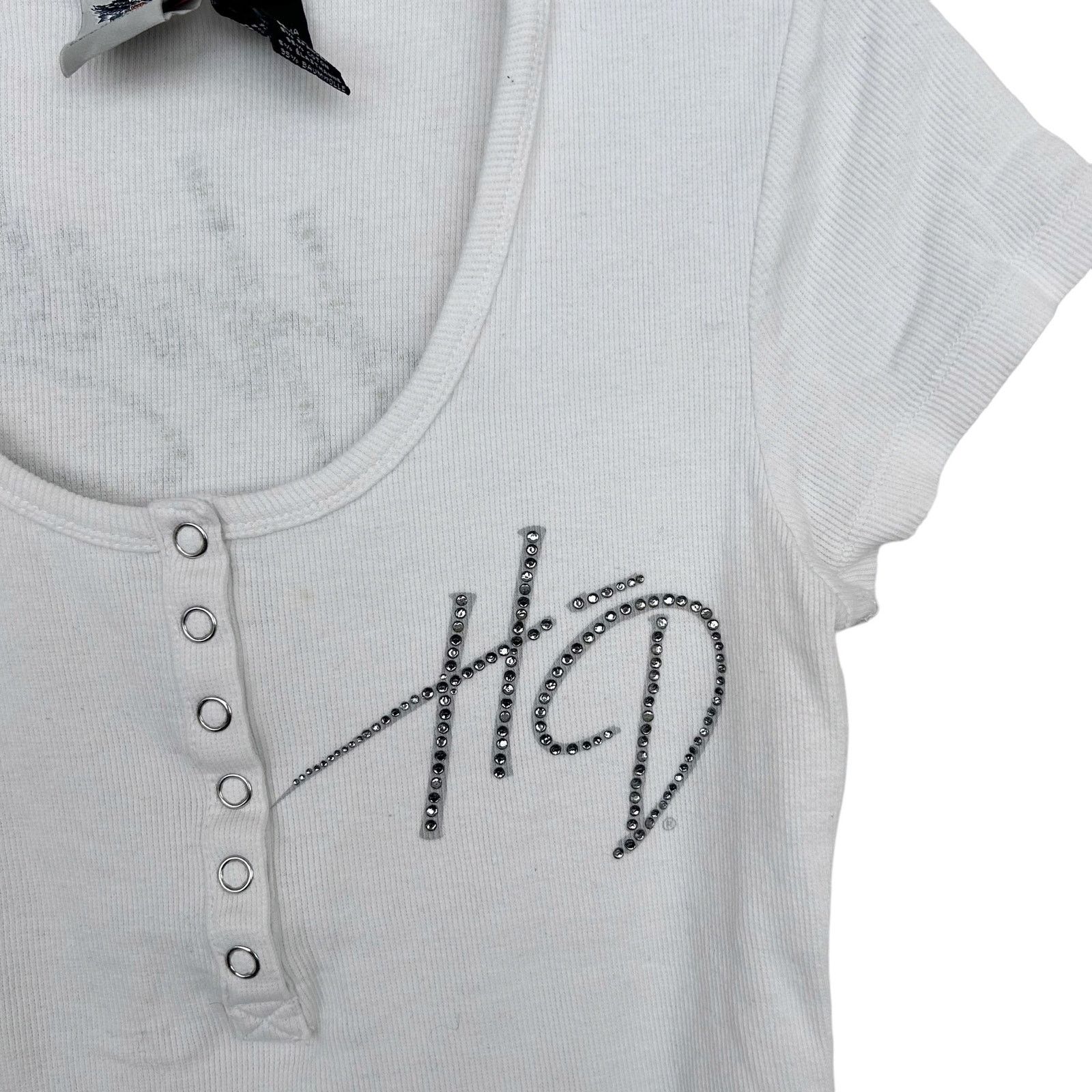 Harley Davidson Harley Davidson White Ribbed Henley T Shirt Sz L Size L / US 10 / IT 46 - 4 Thumbnail