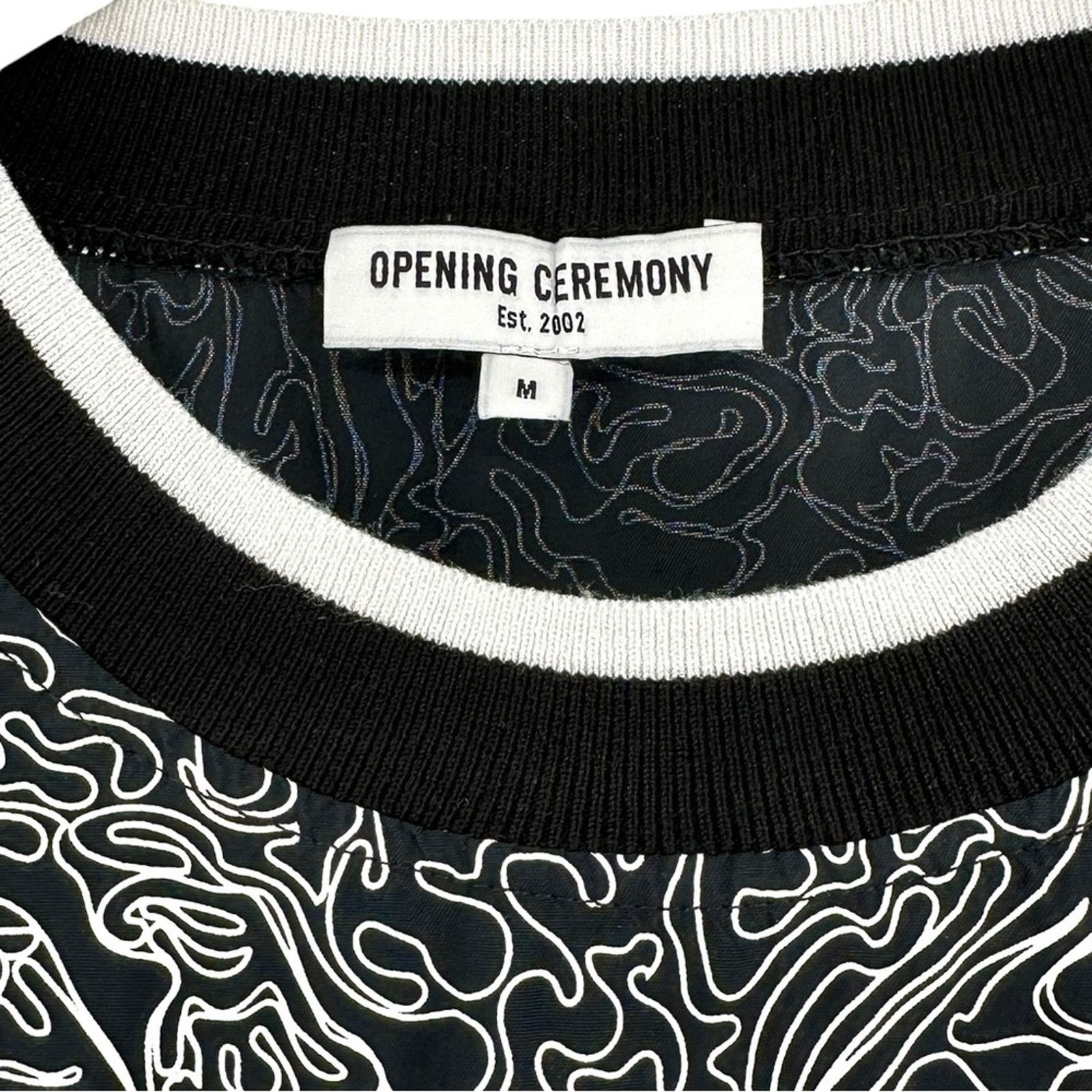 Opening Ceremony Black & White Bold Trippy Graphic Print T-Shirt Tee Size M / US 6-8 / IT 42-44 - 5 Thumbnail