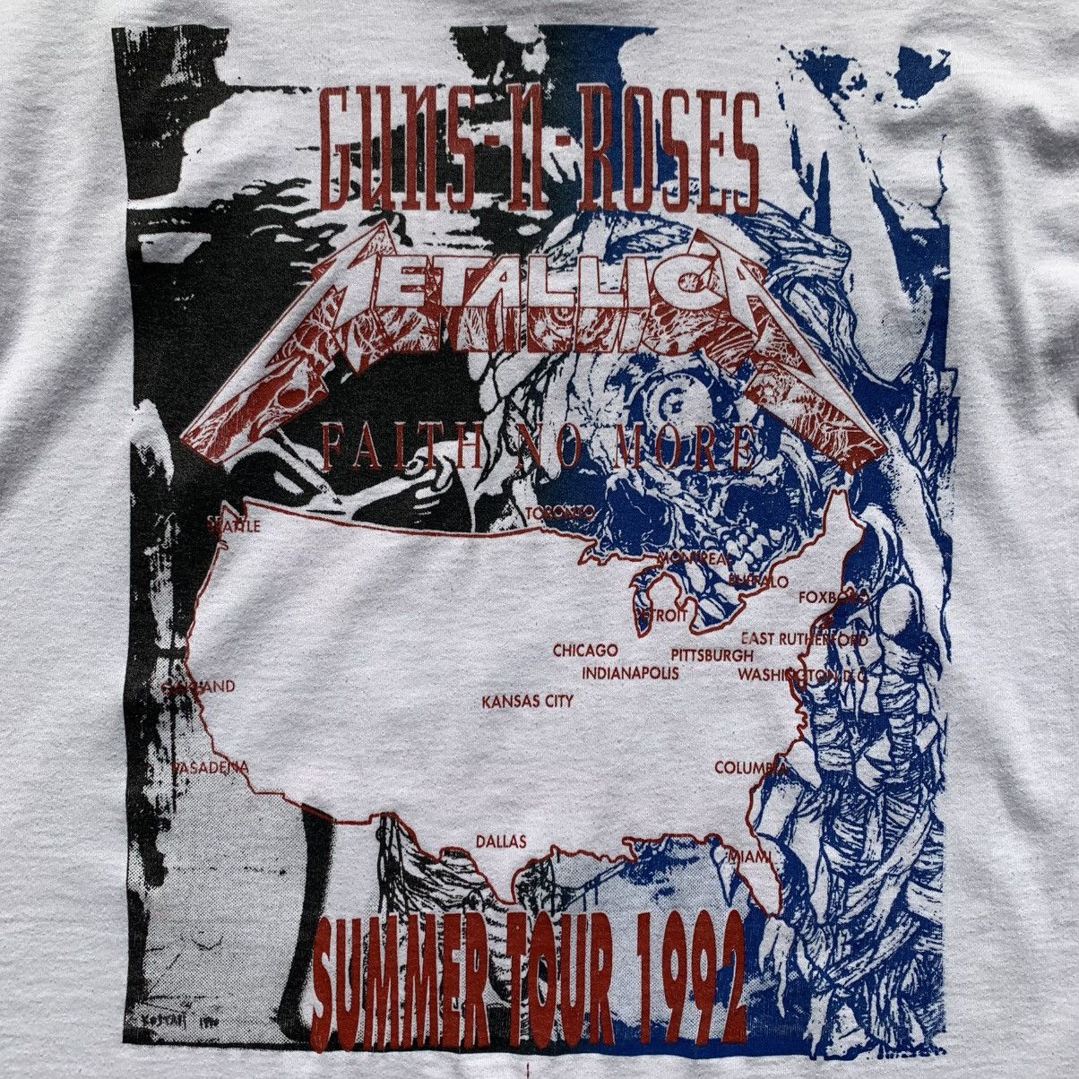 Band Tees (1992) Metallica Guns N Roses Faith No More Tour Size US XL / EU 56 / 4 - 5 Thumbnail