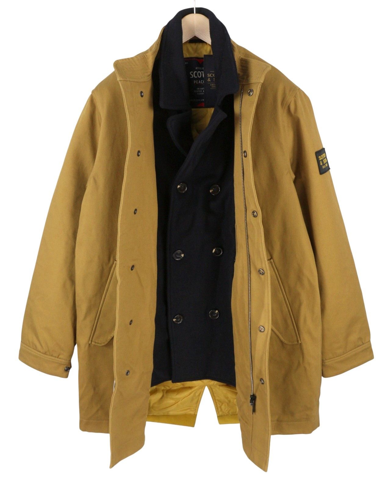 Scotch & Soda ATELIER M Brown Double Collar Drawstring Peacoat 88472 Size US M / EU 48-50 / 2 - 4 Thumbnail