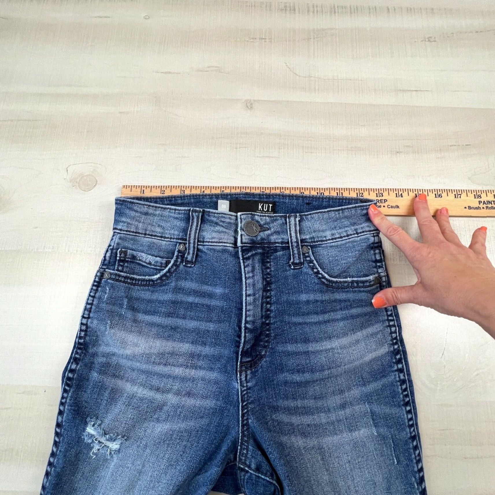 Vintage Kut From The Kloth Distressed Blue Skinny Jeans 00 Womens Size 24" / US 00 / IT 34 - 7 Thumbnail
