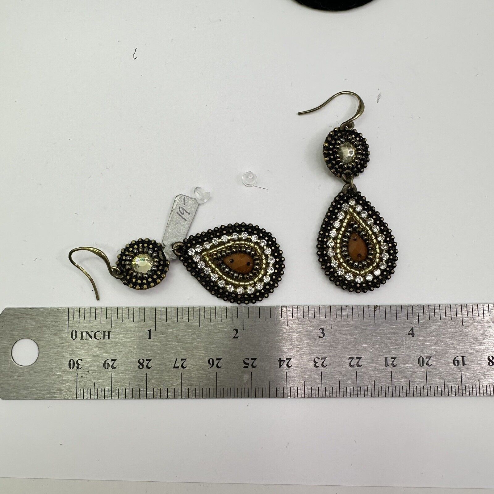 Handmade NEW Dangle Teardrop Beads Neutral Colors Hook Earrings Size ONE SIZE - 4 Thumbnail