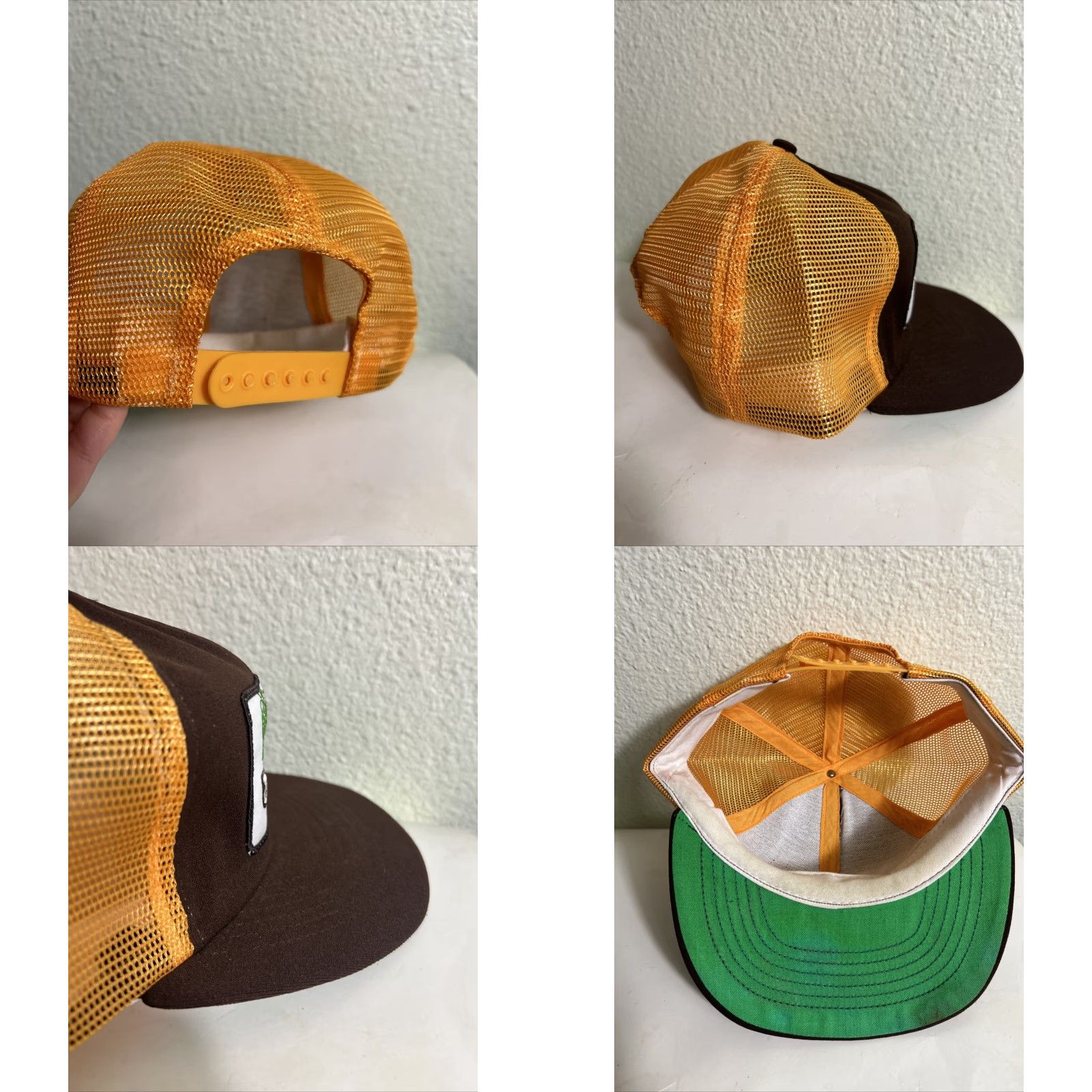 Vintage VINTAGE Trucker Hat Mens One Size Brown Orange Jungle Growth Patch Tiger Adjustable Snapback Size ONE SIZE - 8 Thumbnail