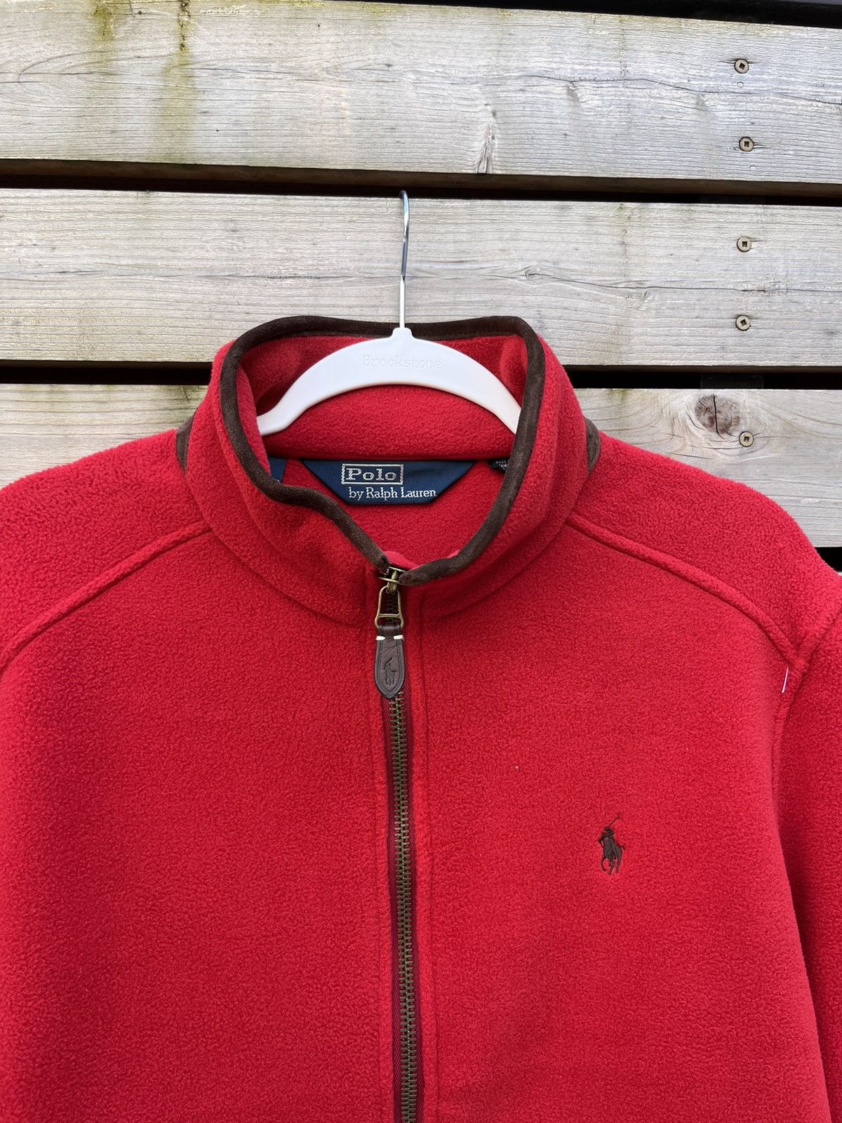 Polo Ralph Lauren × Ralph Lauren × Vintage Polo Ralph Lauren Fleece Jacket Full Zip Leather Trim Size US L / EU 52-54 / 3 - 4 Thumbnail