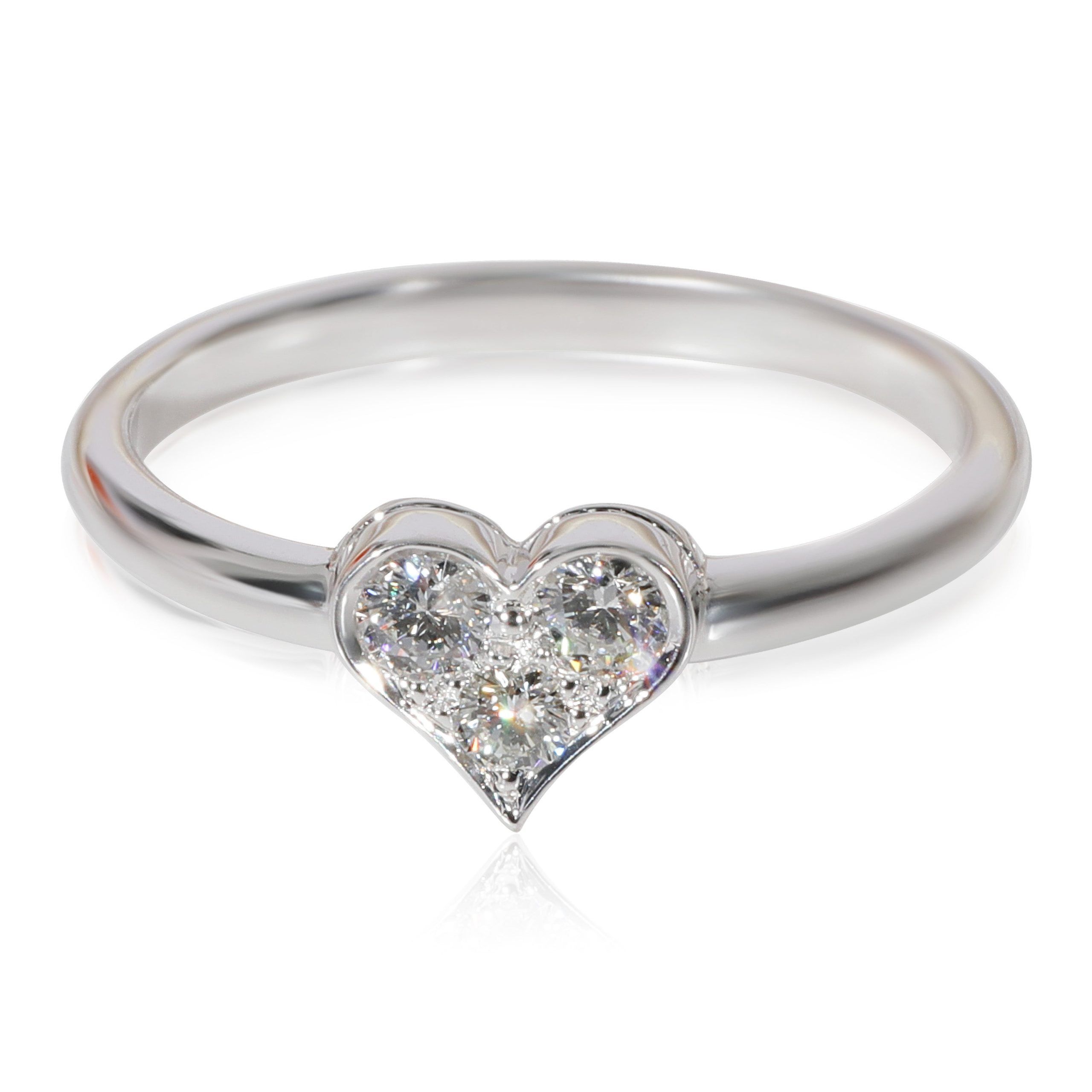 image of Tiffany Co Tiffany & Co. Diamond Heart Ring In Platinum 0.17 Ctw in Silver, Women's