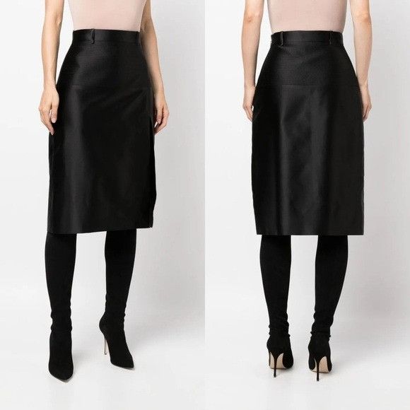 Gucci Gucci Gucci Duchesse Silk Side Slit A Line Skirt with Logo B Size 28" / US 6 / IT 42 - 10 Thumbnail