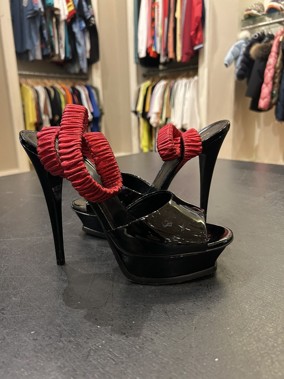 Saint Laurent Paris Saint Laurent Paris Double Wrap Heels Size US 10 / IT 40 - 2 Thumbnail