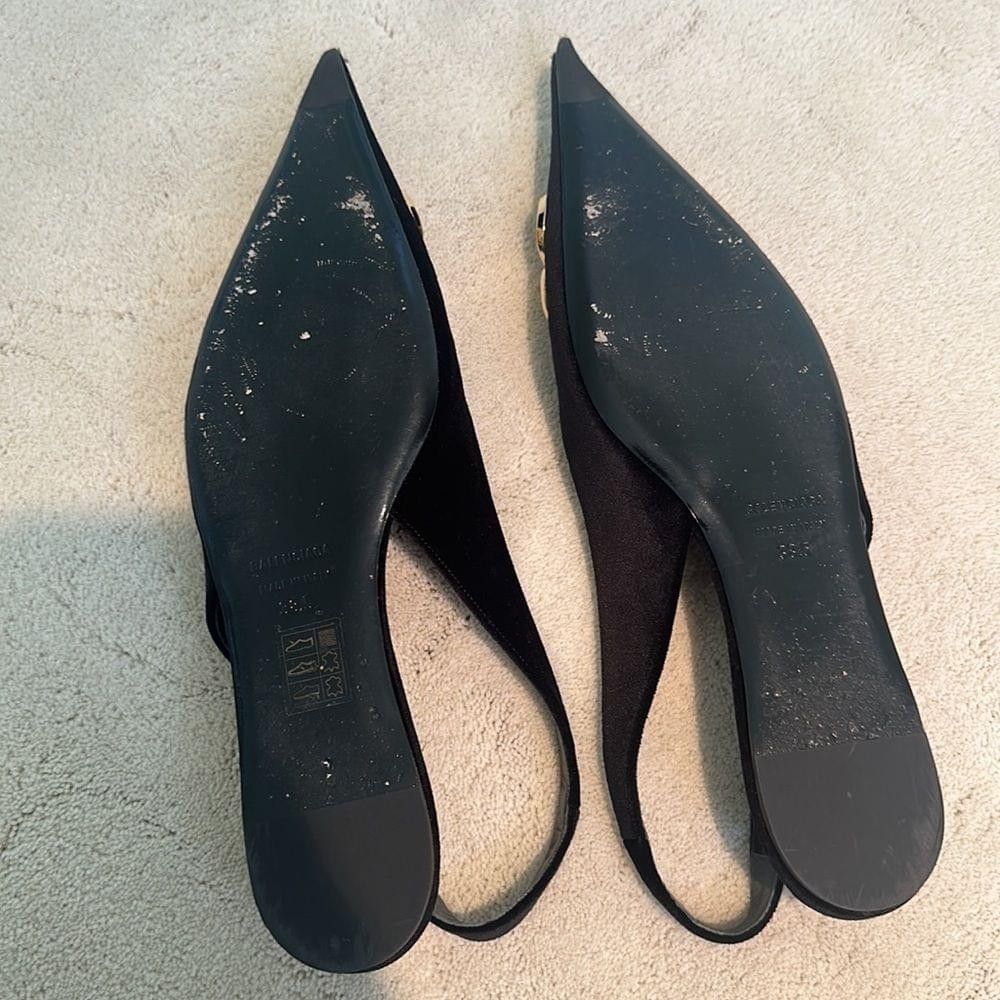 Balenciaga Balenciaga Black Velvet BB Knife Slingback Flats Size US 8.5 / IT 38.5 - 7 Thumbnail