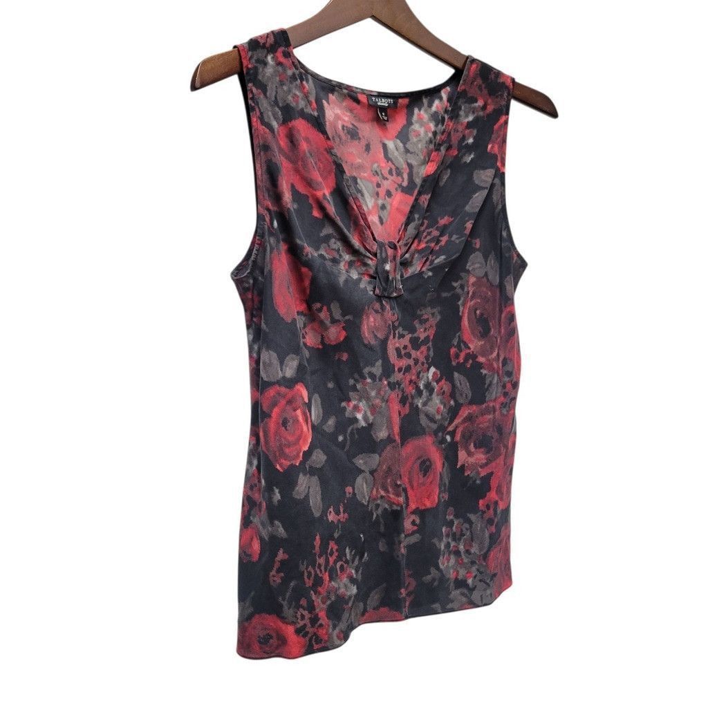 Talbots Talbots Women's V-neck Floral Sleeveless Silk Top Blouse 8 Size M / US 6-8 / IT 42-44 - 3 Thumbnail