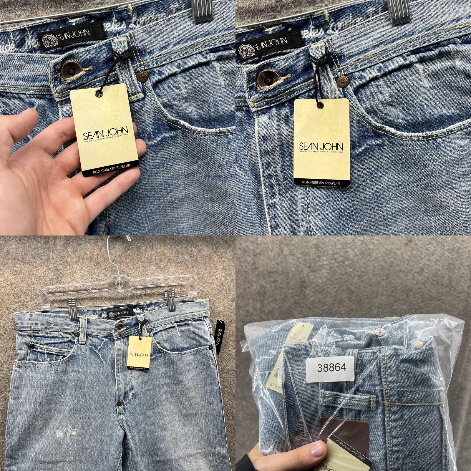 Sean John VINTAGE Sean John Jeans Mens 32 Blue Ultra Light Wash Straight Denim Distressed Jeans Mens Regular Size 32 Blue Distressed Pockets 100% Cotton Denim Size US 32 / EU 48 - 8 Thumbnail