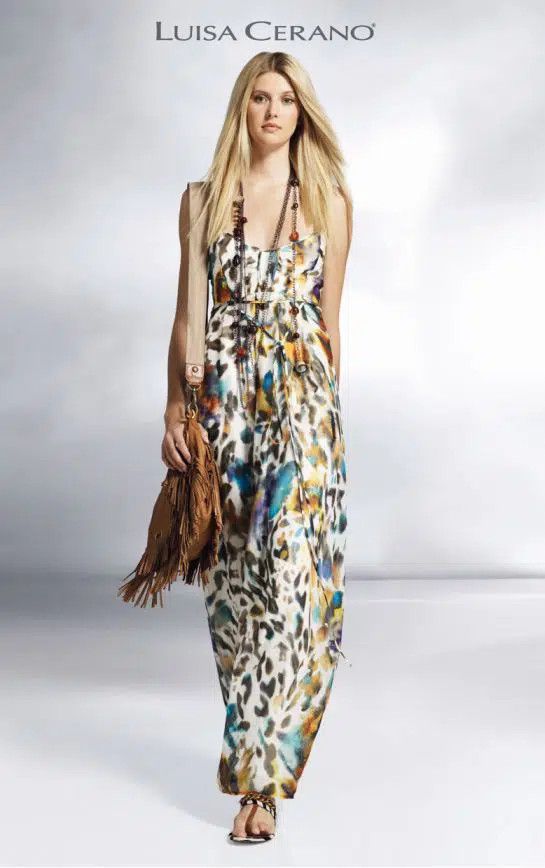 Luisa Cerano Luisa Cerano Silk Cotton Maxi Dress Watercolor Embroidery Size XS / US 0-2 / IT 36-38 - 4 Thumbnail