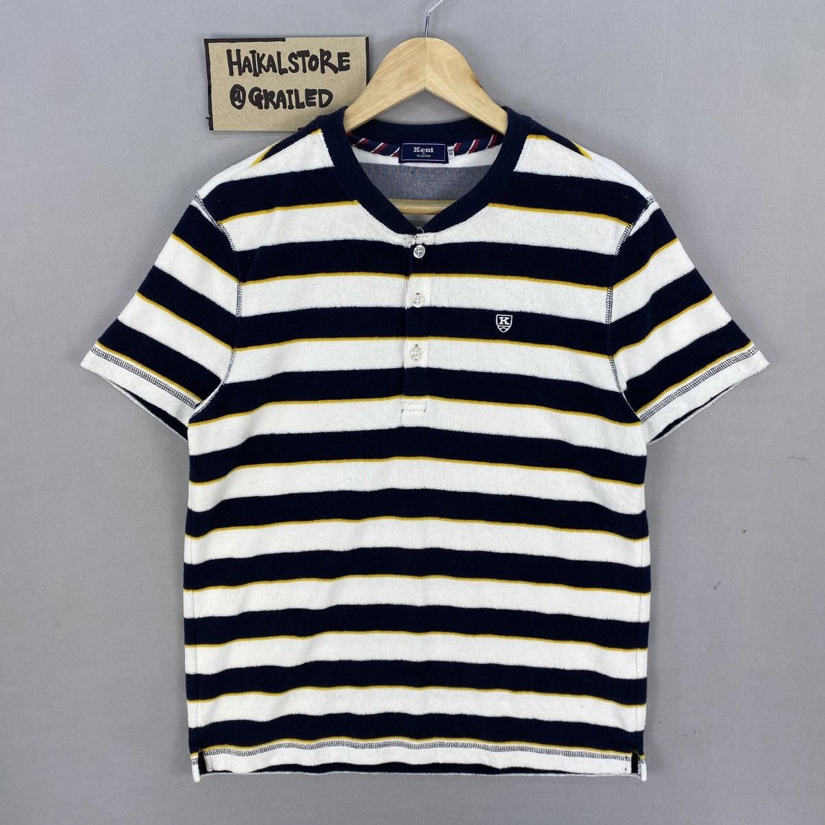 Japanese Brand Vintage Kent In tradition Half Button Stripe Design Size US S / EU 44-46 / 1 - 1 Thumbnail