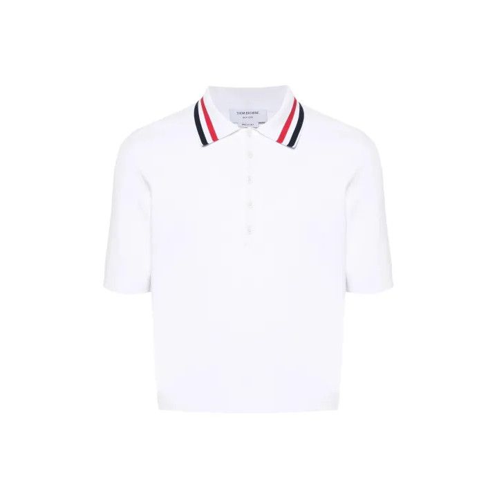 Thom Browne Thom Browne Striped Side-slit White Polo Shirt Size US L / EU 52-54 / 3 - 1 Thumbnail