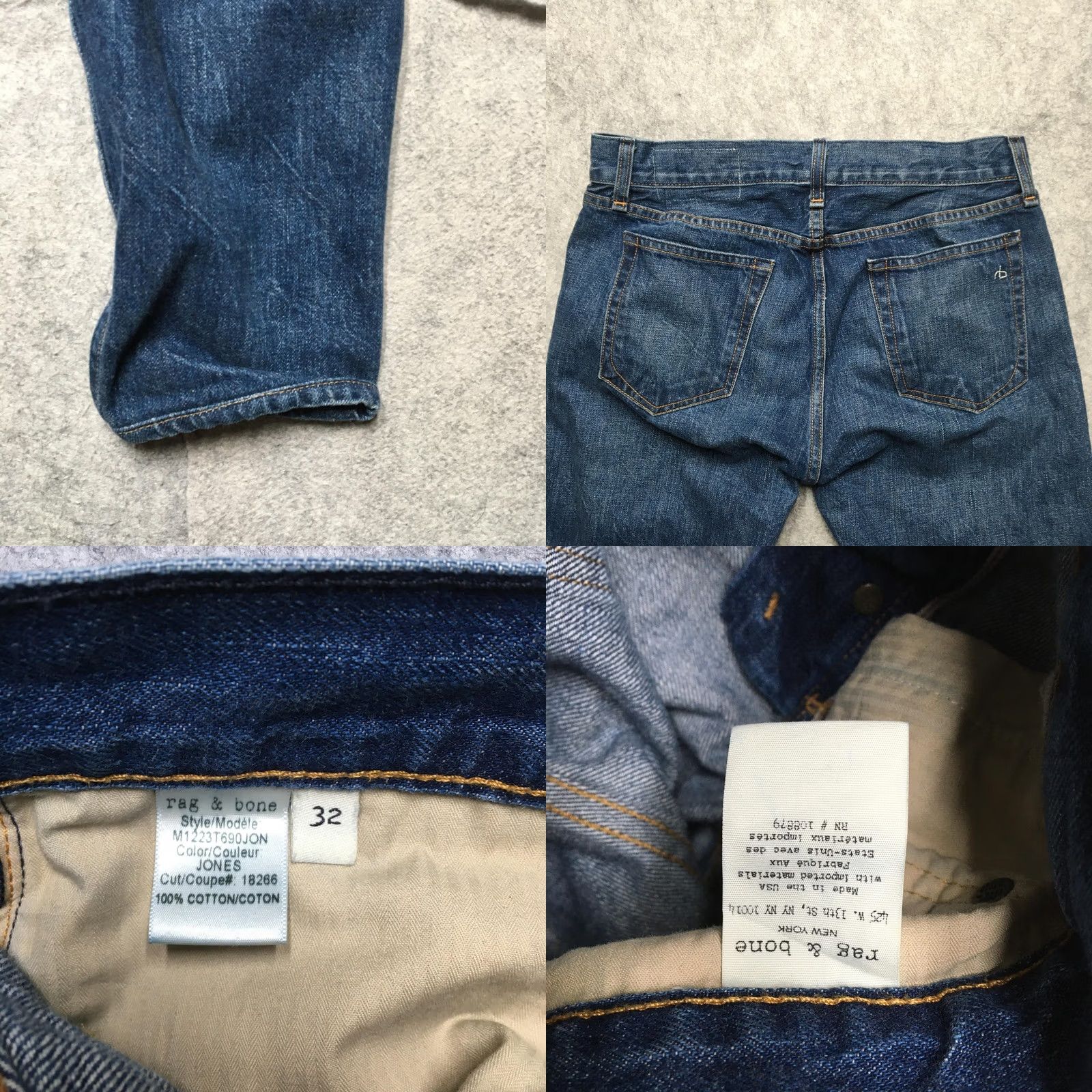 Rag & Bone rag & bone Standard Issue Jeans Mens 32x29 Blue Slim Leg Denim United States Jeans Mens 32 Blue Slim Knees Ribbed rb Logo 5-Pocket Size US 32 / EU 48 - 8 Thumbnail