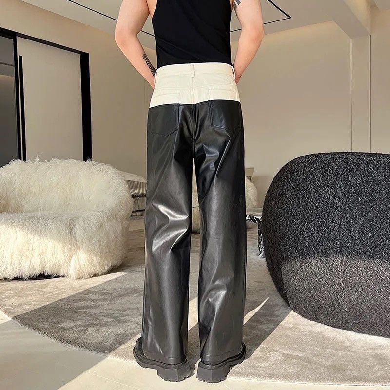 Vintage Designer straight trousers artificial leather wide trousers Size US 32 / EU 48 - 3 Thumbnail