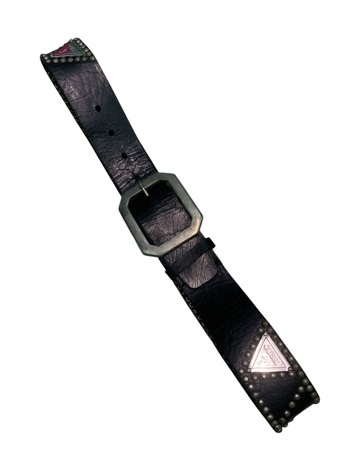 Guess × Leather 💥Vtg Guess Studs Leather Belt Size ONE SIZE - 4 Thumbnail