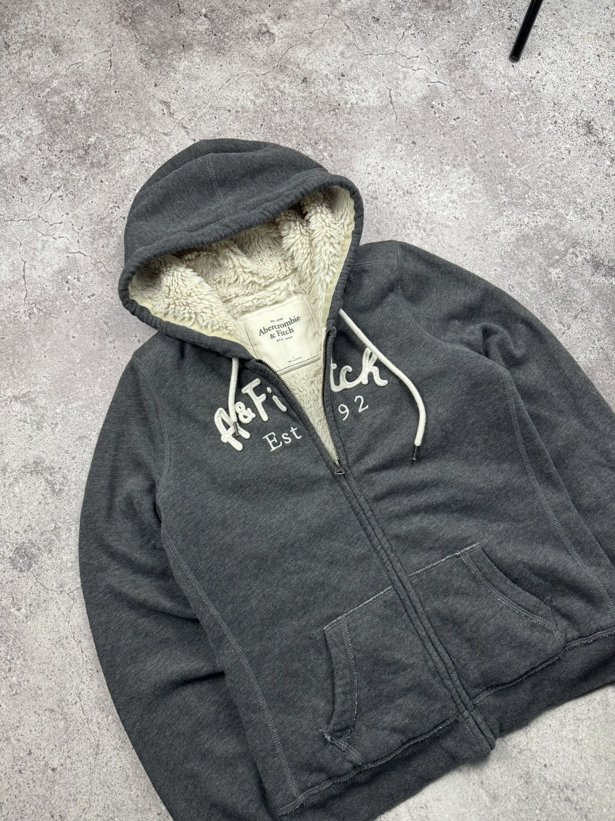 Vtg Y2K Abercrombie & Fitch Fur Hoodie Jacket ifsixwasnine